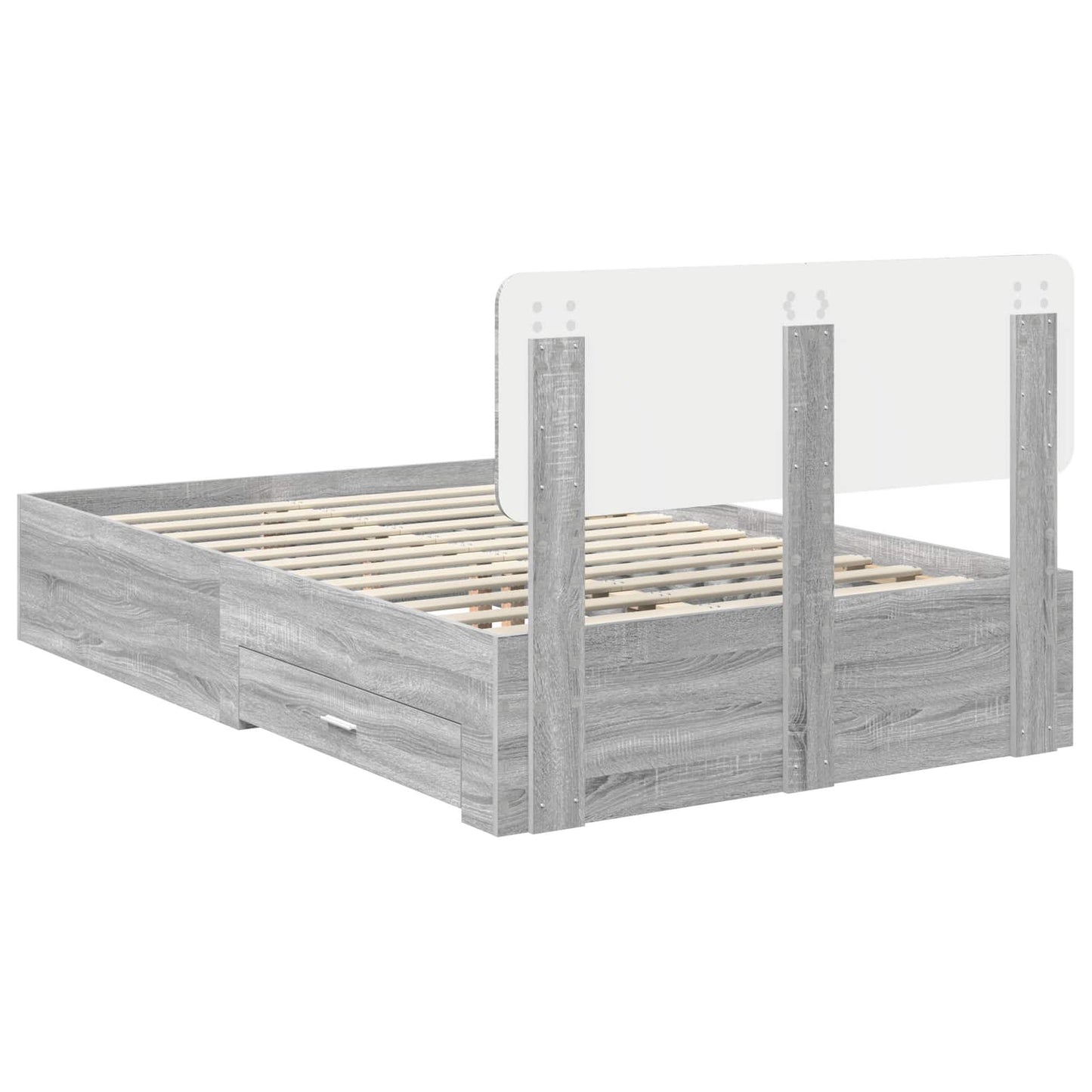Bed Frame with Drawer Grey Sonoma 120 x 200 cm Engineered Wood