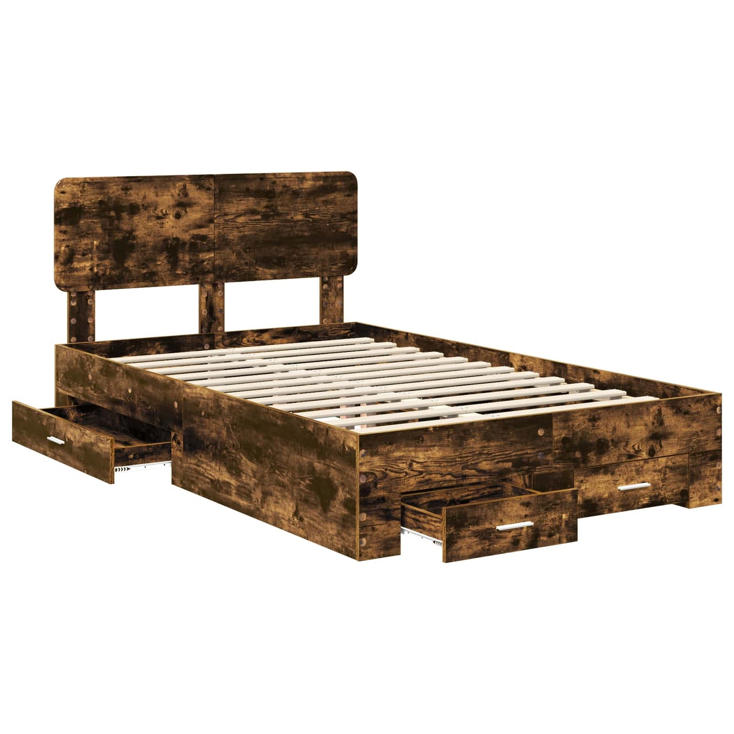 Bed Frame with Drawer Smoked Oak 120 x 190 cm Engineered Wood