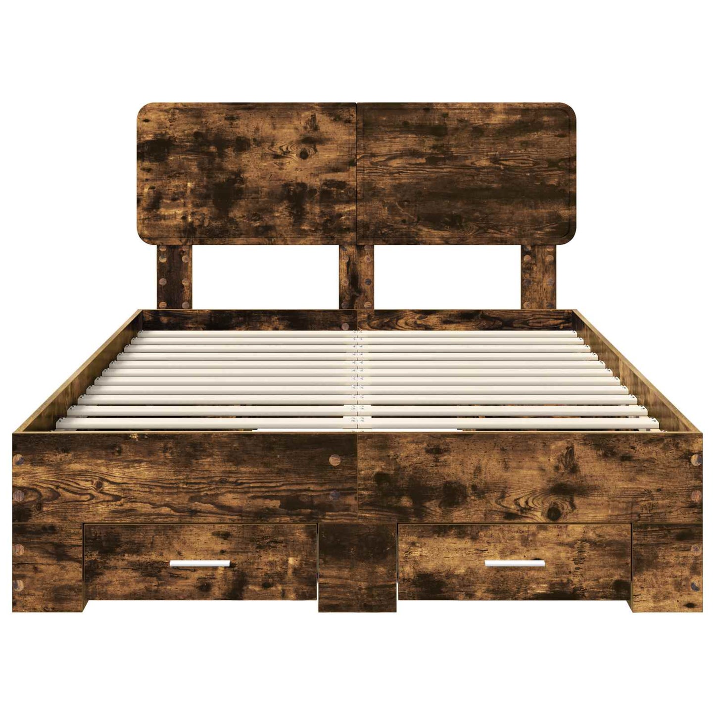 Bed Frame with Drawer Smoked Oak 120 x 190 cm Engineered Wood