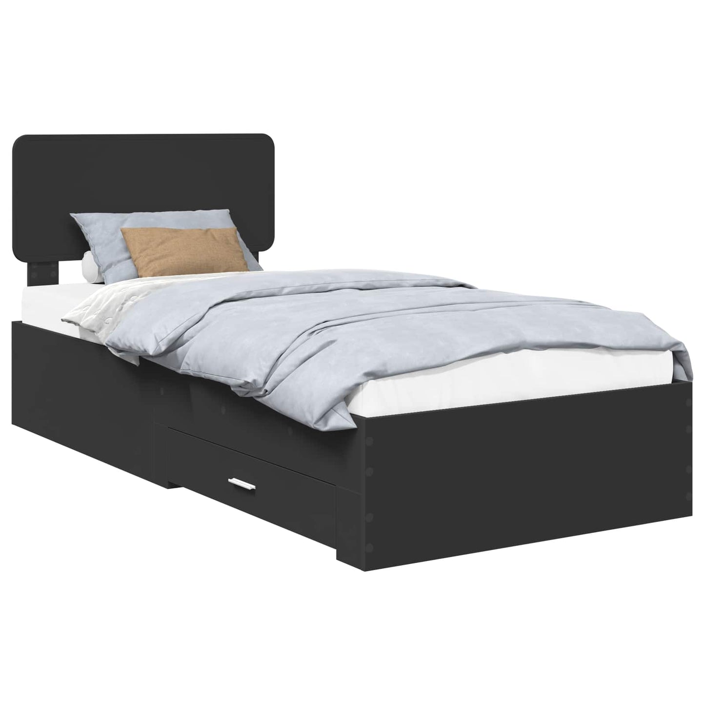 Bed Frame with Headboard Black 100 x 200 cm Engineered Wood