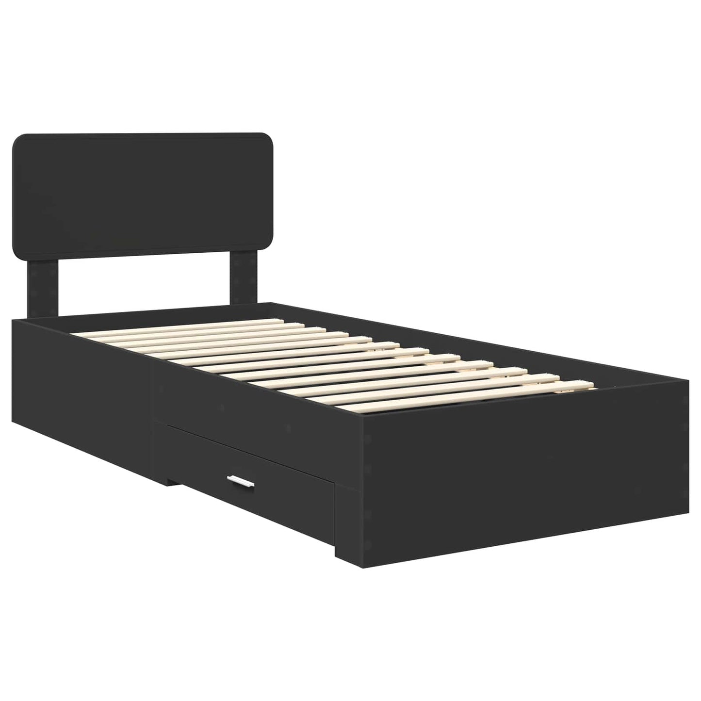 Bed Frame with Headboard Black 100 x 200 cm Engineered Wood