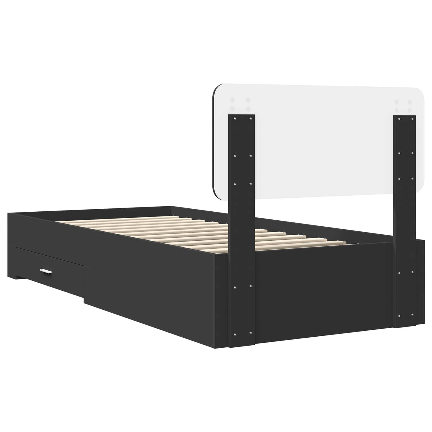 Bed Frame with Headboard Black 100 x 200 cm Engineered Wood