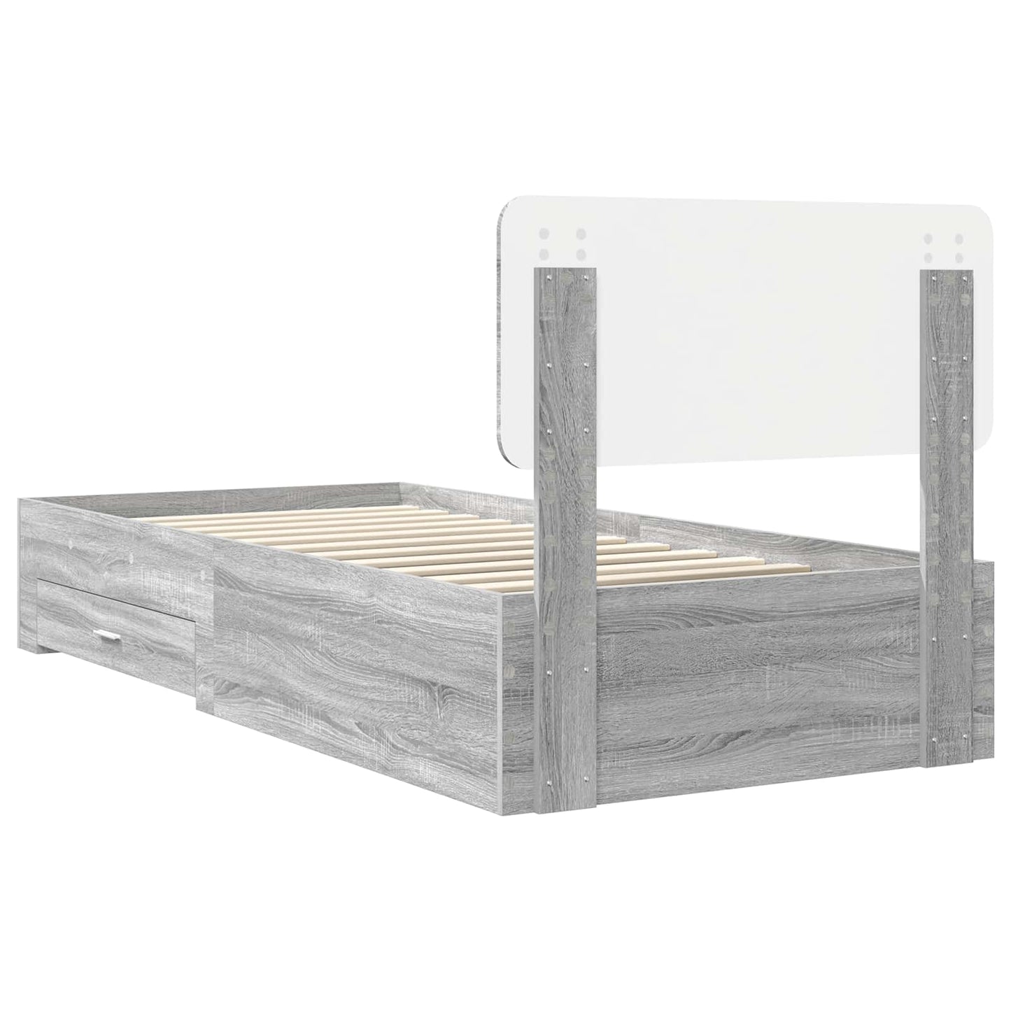 Bed Frame with Drawer Grey Sonoma 100 x 200 cm Engineered Wood