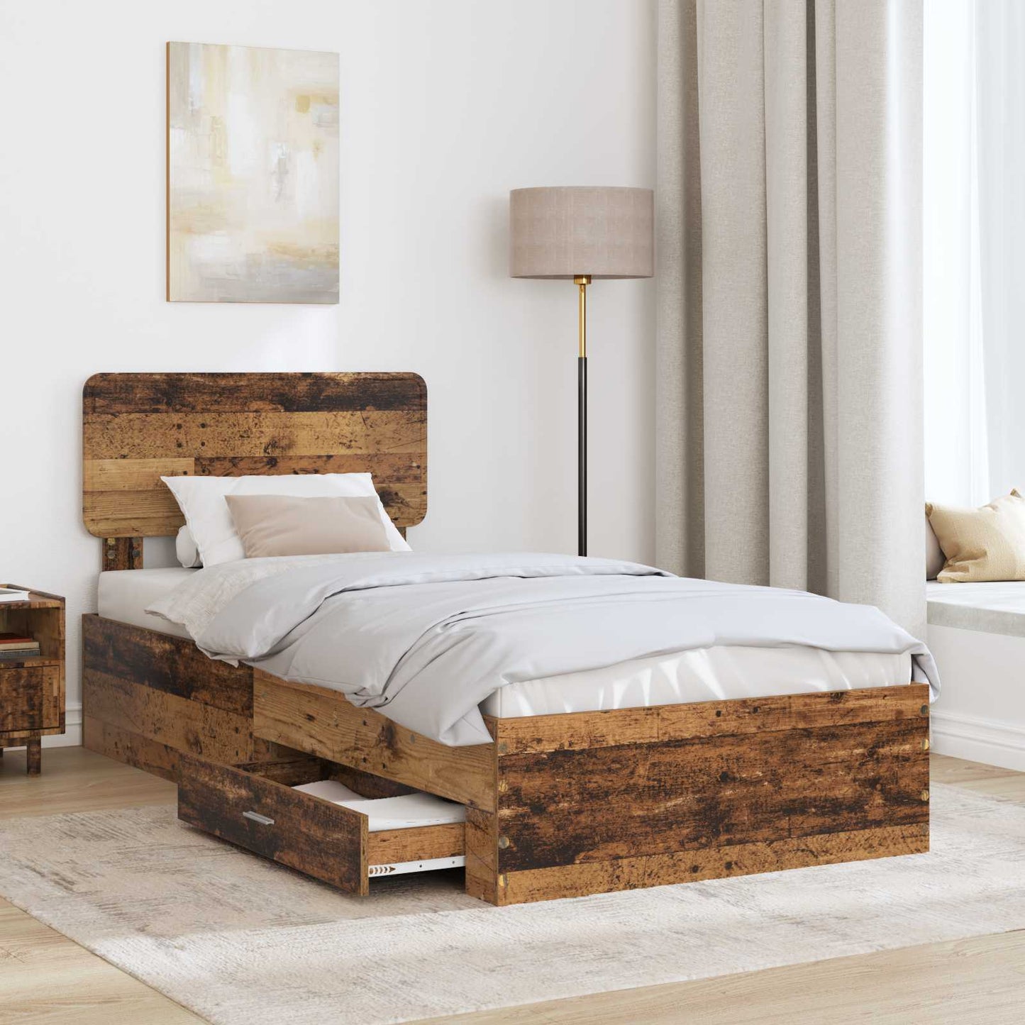 Bed Frame with Headboard Old Wood 100 x 200 cm Engineered Wood