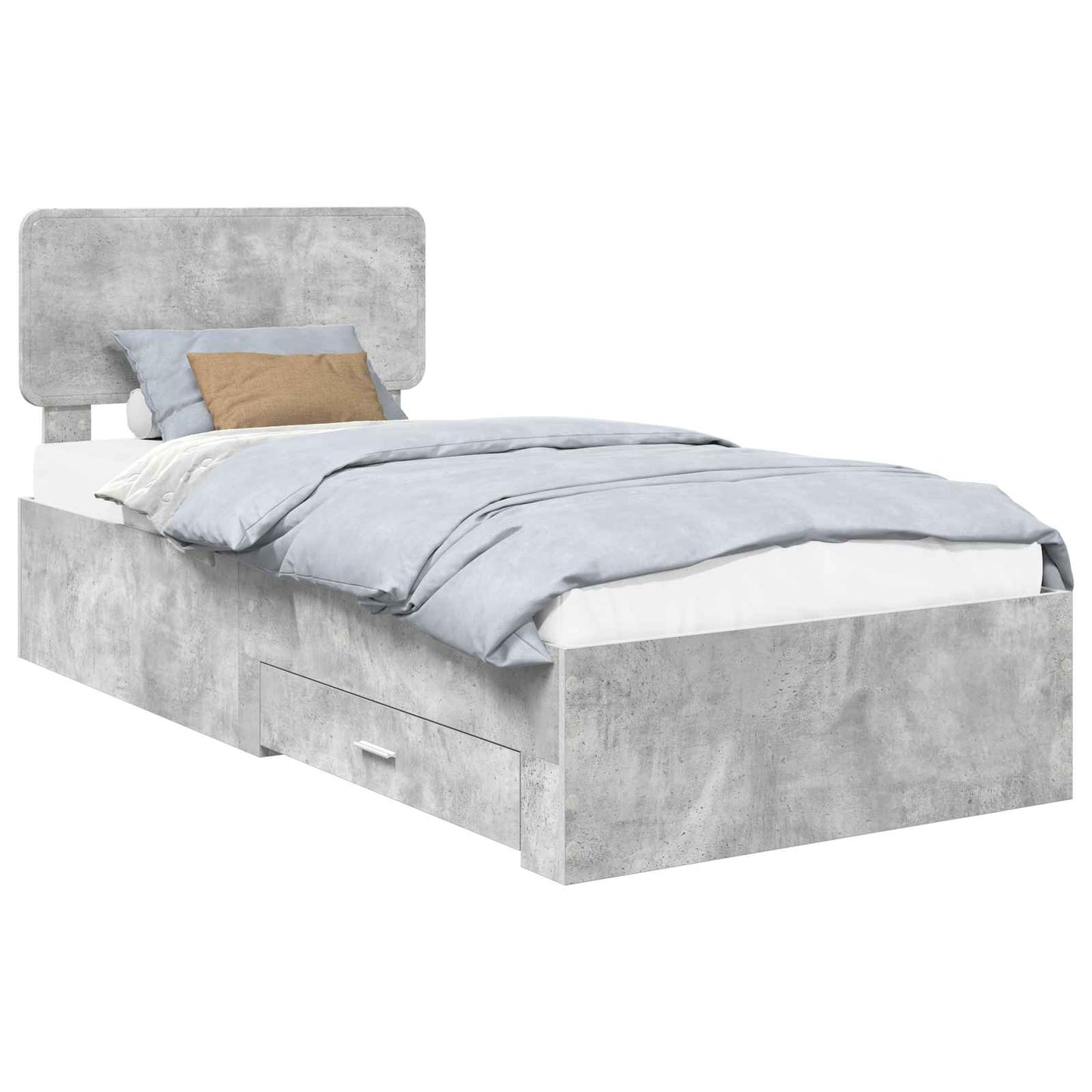 Bed Frame with Drawer Concrete Grey 90 x 200 cm Engineered Wood
