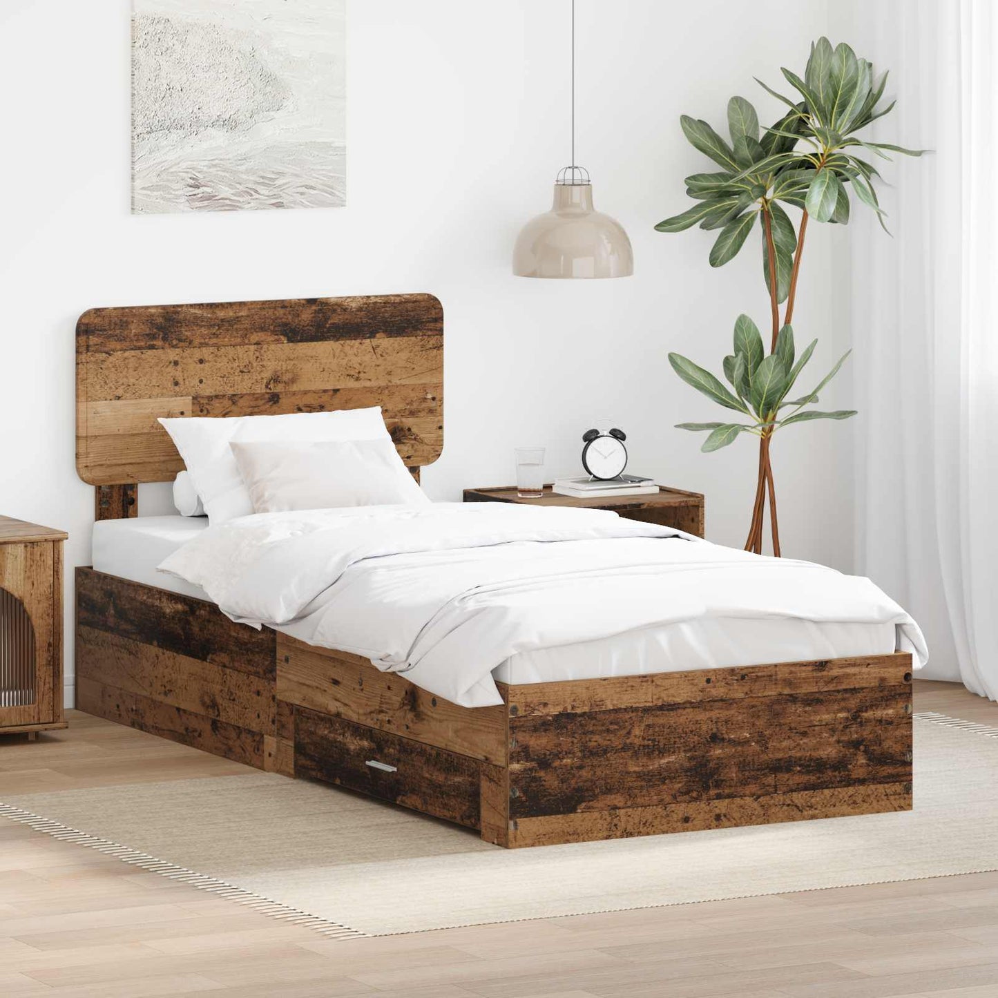 Bed Frame with Headboard Old Wood 90 x 200 cm Engineered Wood