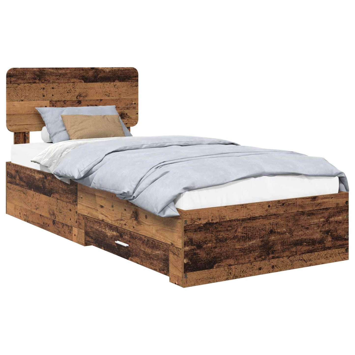 Bed Frame with Headboard Old Wood 90 x 200 cm Engineered Wood