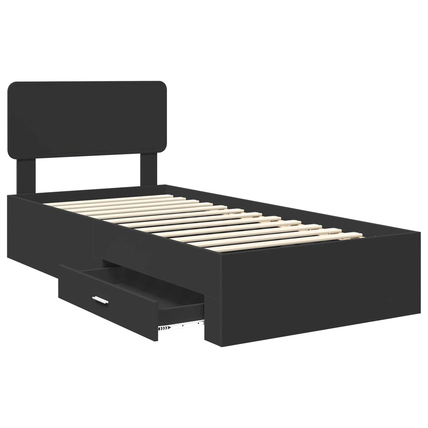 Bed Frame with Headboard Black 75 x 190 cm Engineered Wood