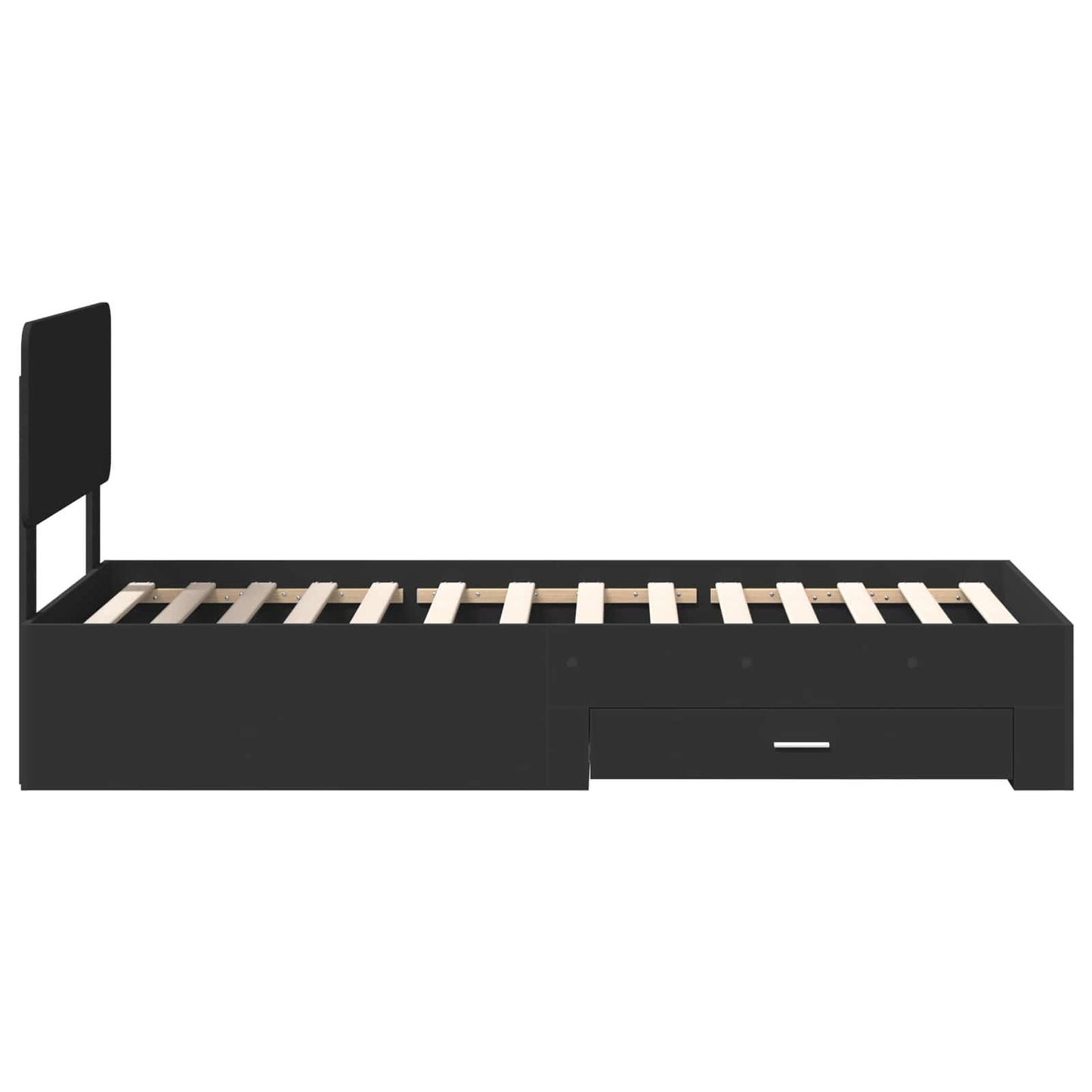 Bed Frame with Headboard Black 75 x 190 cm Engineered Wood
