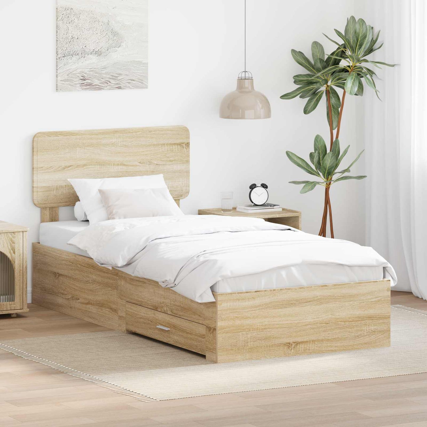 Bed Frame with Headboard Sonoma Oak 75 x 190 cm Engineered Wood