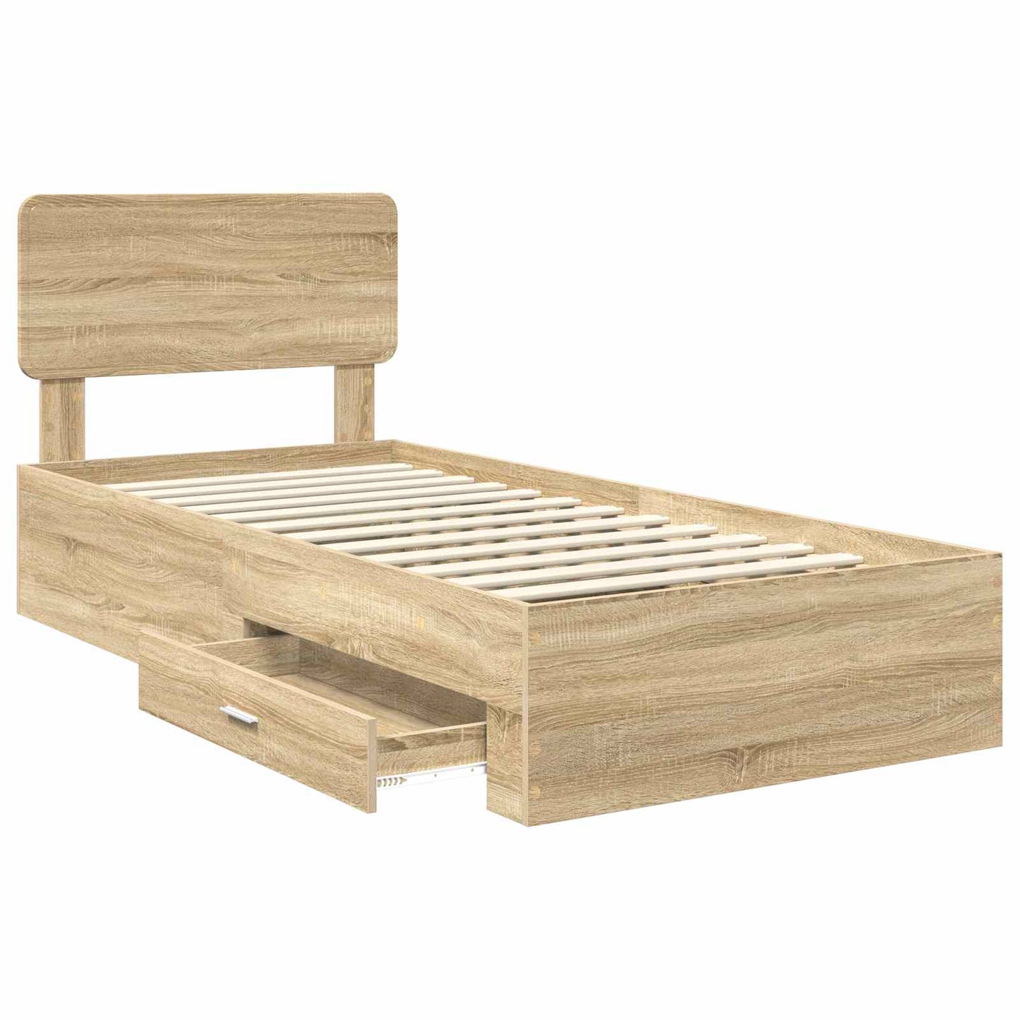 Bed Frame with Headboard Sonoma Oak 75 x 190 cm Engineered Wood