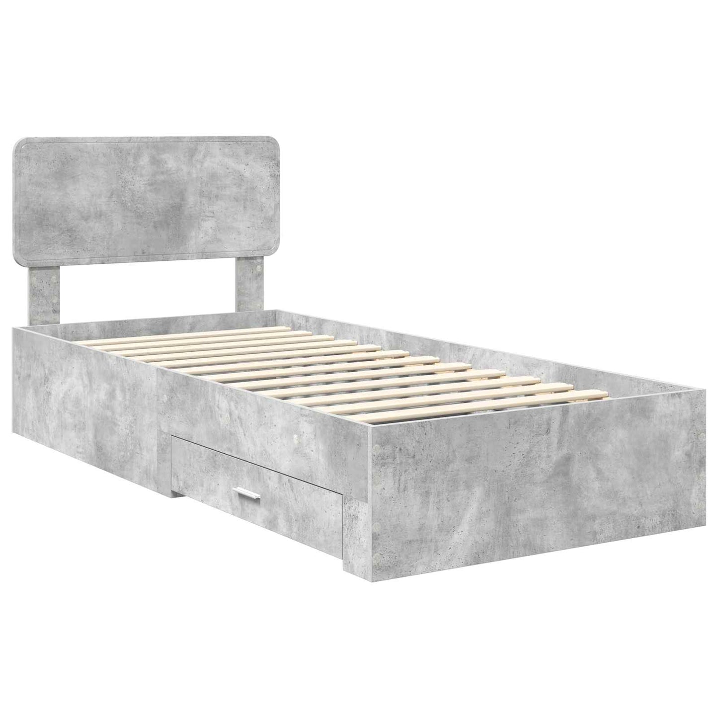 Bed Frame with Drawer Concrete Grey 70 x 190 cm Engineered Wood