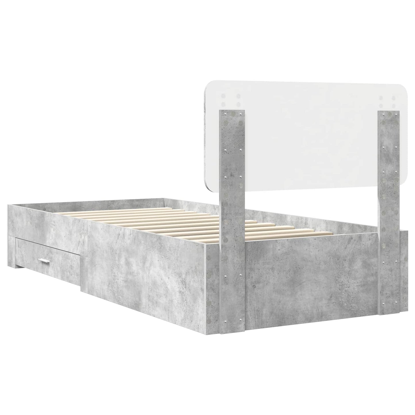 Bed Frame with Drawer Concrete Grey 70 x 190 cm Engineered Wood
