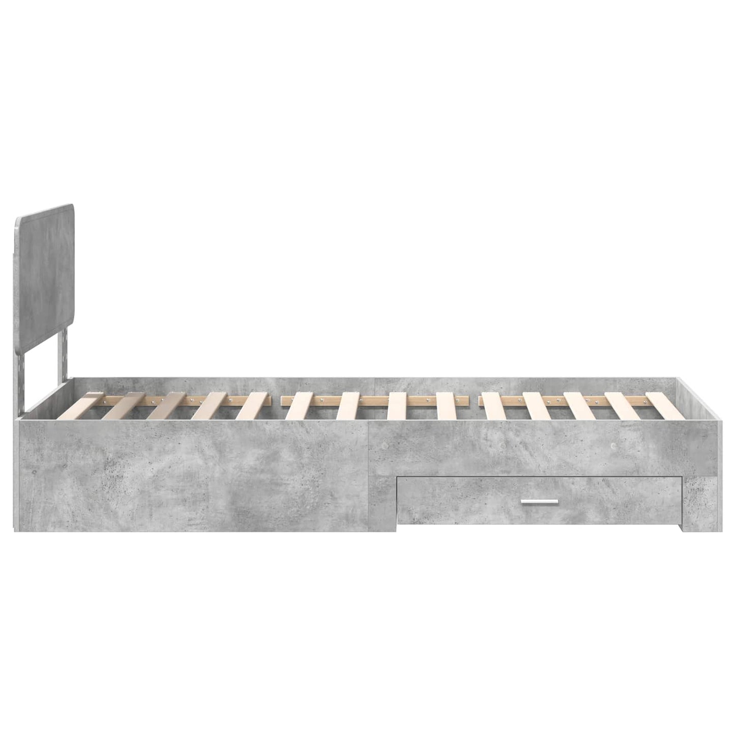 Bed Frame with Drawer Concrete Grey 70 x 190 cm Engineered Wood