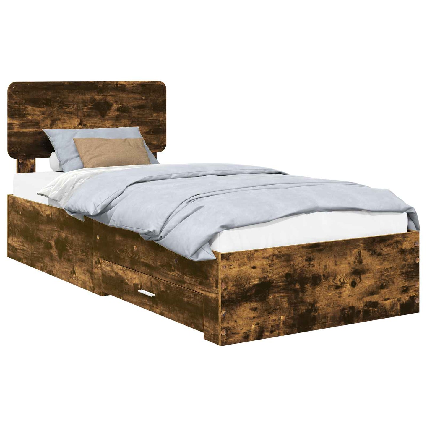 Bed Frame with Headboard Smoked Oak 75 x 190 cm Engineered Wood