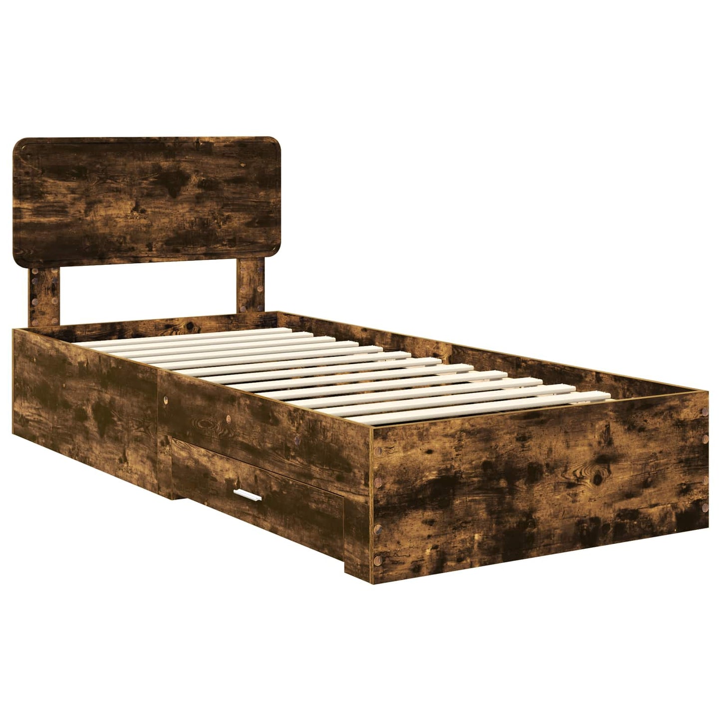 Bed Frame with Headboard Smoked Oak 75 x 190 cm Engineered Wood