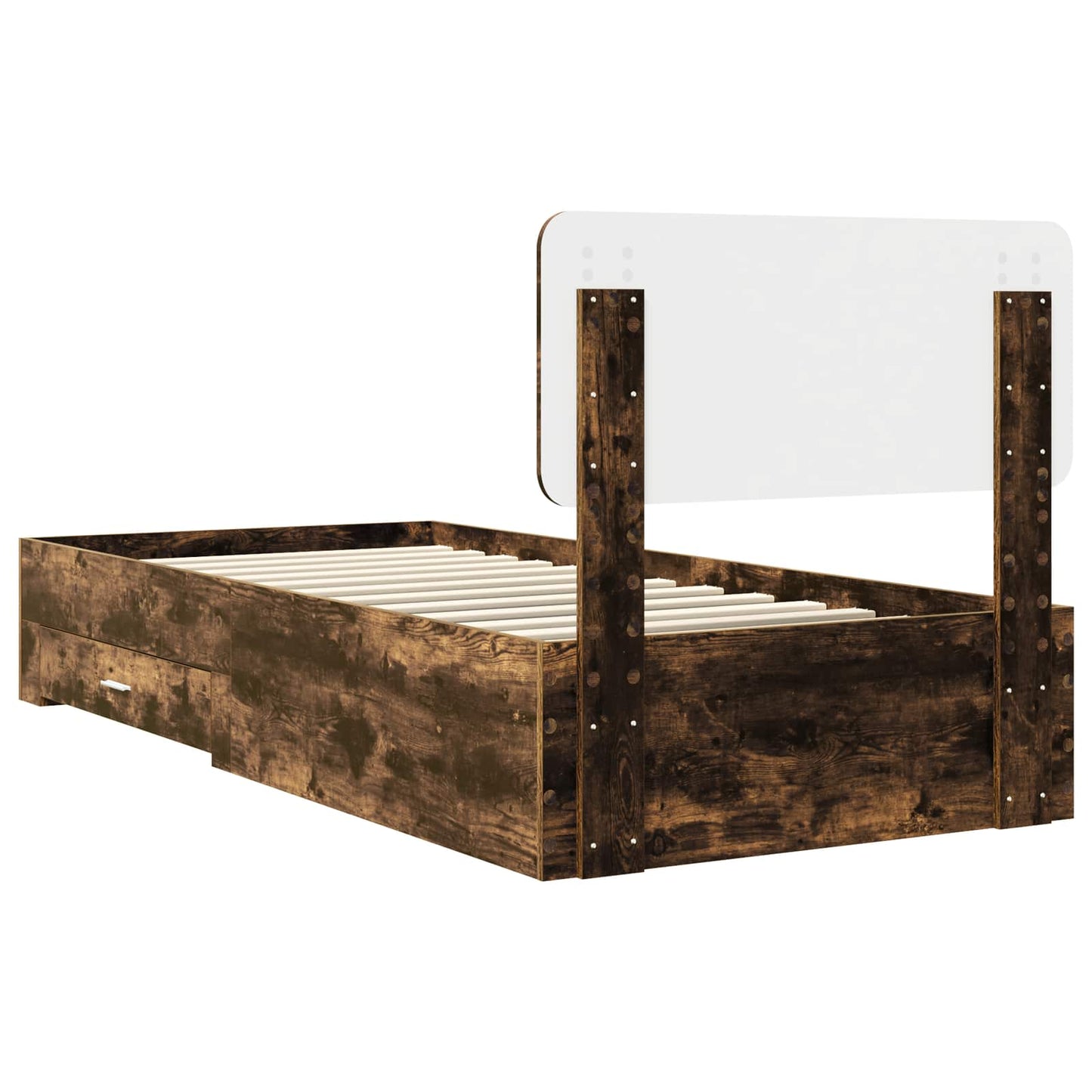 Bed Frame with Headboard Smoked Oak 75 x 190 cm Engineered Wood