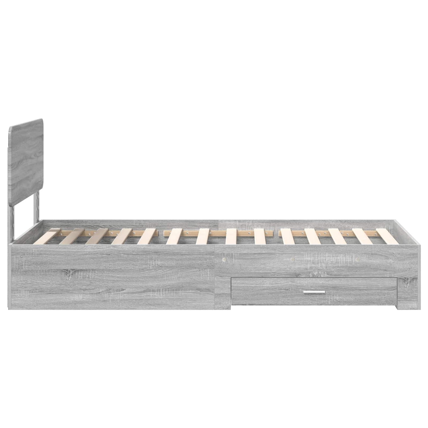 Bed Frame with Drawer Grey Sonoma 75 x 190 cm Engineered Wood