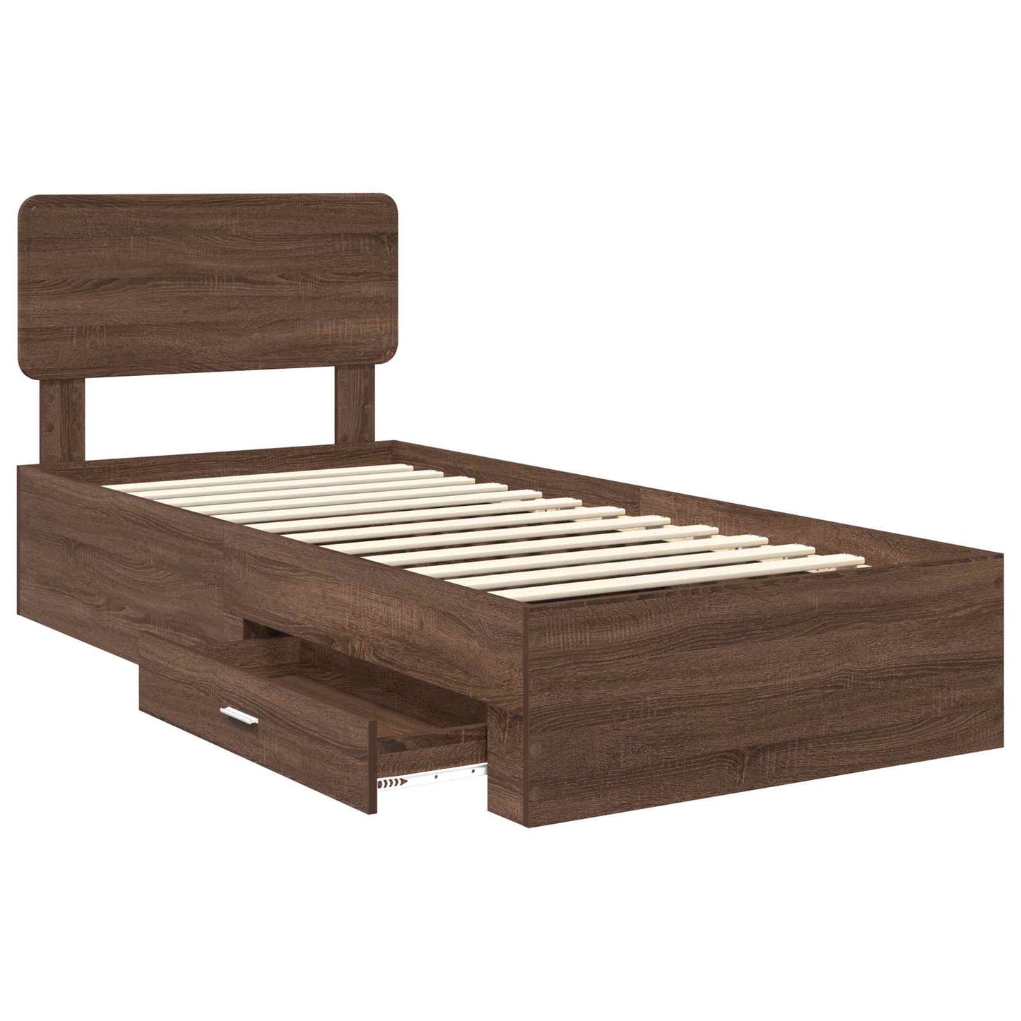 Bed Frame with Headboard Brown Oak 75 x 190 cm Engineered Wood