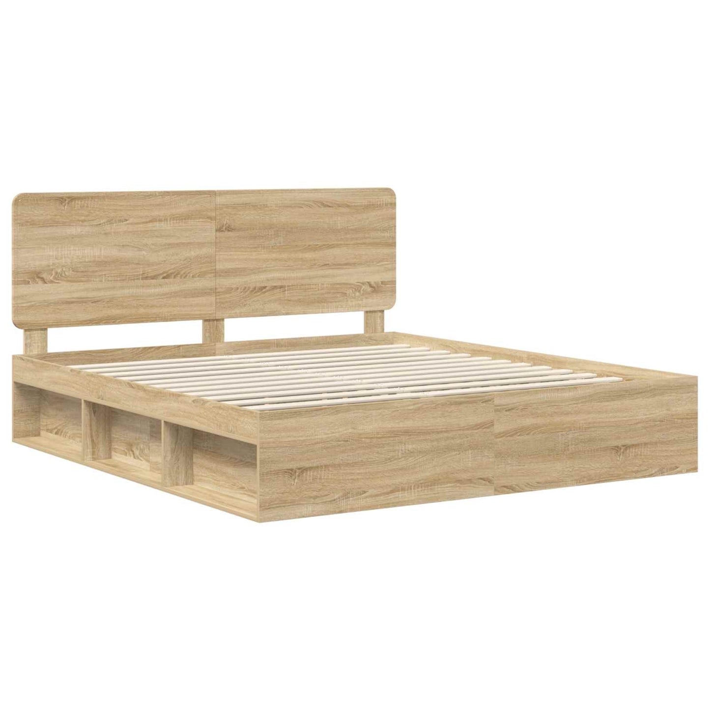 Bed Frame with Headboard Sonoma 200 x 200 cm Solid Pine Wood