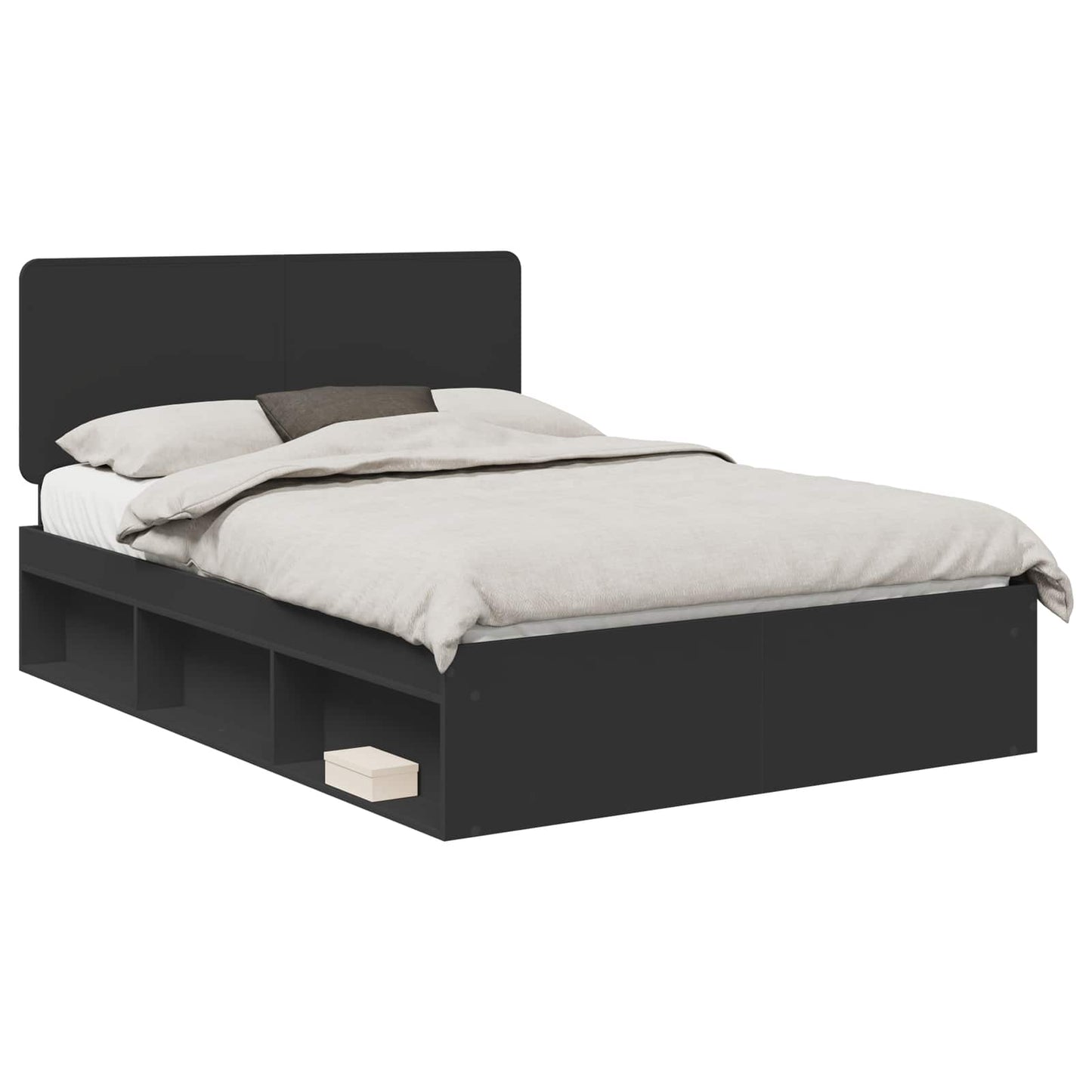 Bed Frame with Headboard Black 150 x 200 cm Solid Pine Wood