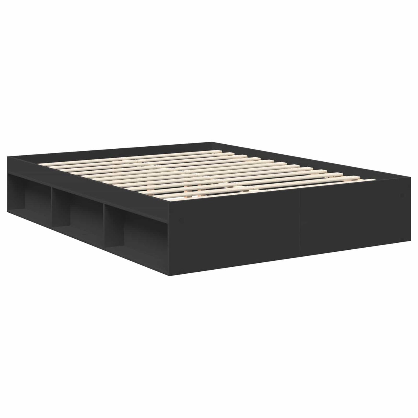 Bed Frame with Headboard Black 150 x 200 cm Solid Pine Wood
