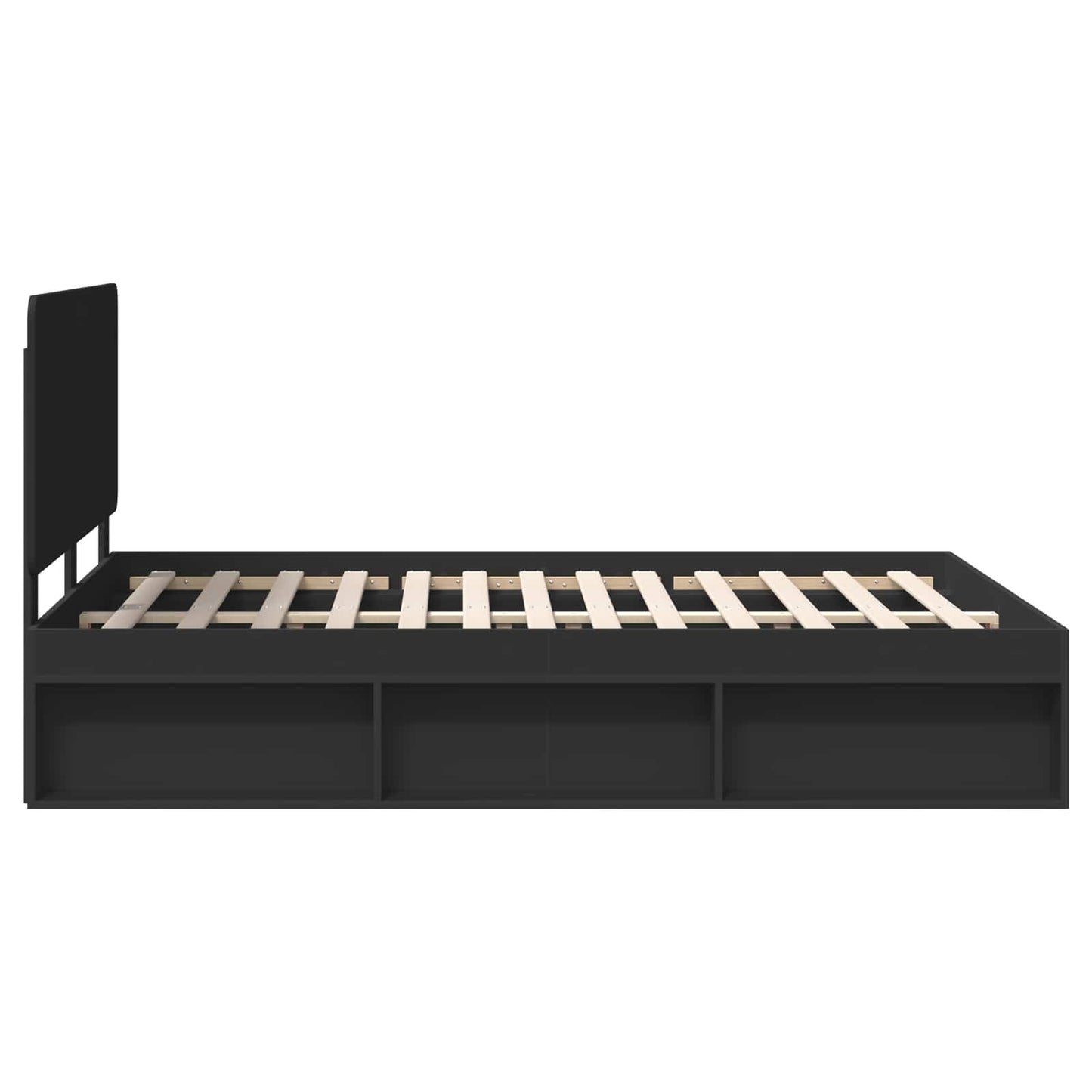 Bed Frame with Headboard Black 150 x 200 cm Solid Pine Wood