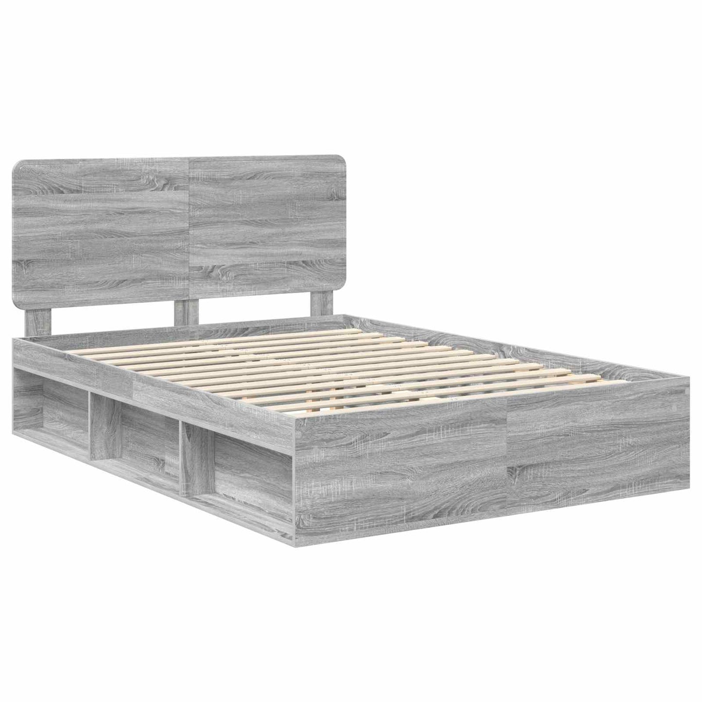 Bed Frame Grey Sonoma 150 x 200 cm Solid Pine Wood
