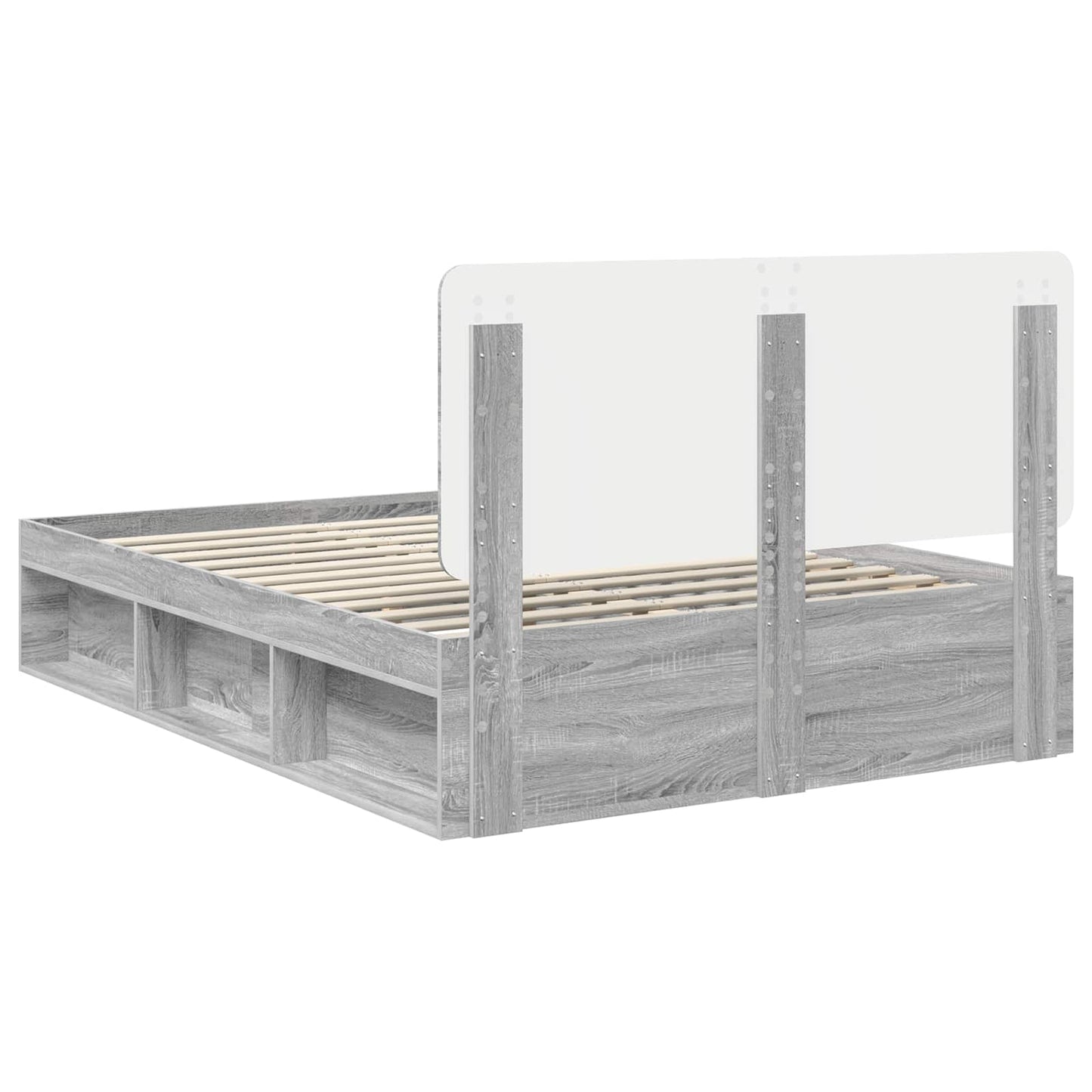 Bed Frame Grey Sonoma 150 x 200 cm Solid Pine Wood