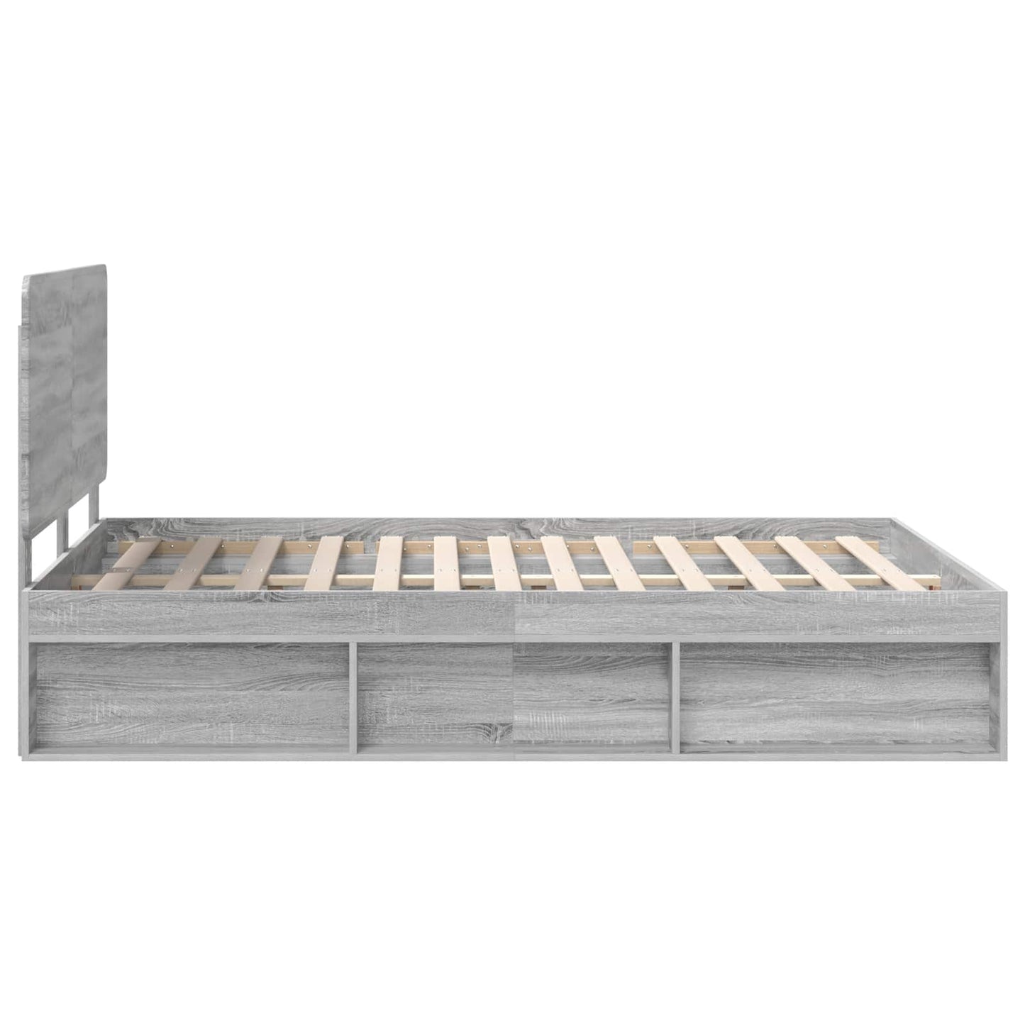 Bed Frame Grey Sonoma 150 x 200 cm Solid Pine Wood