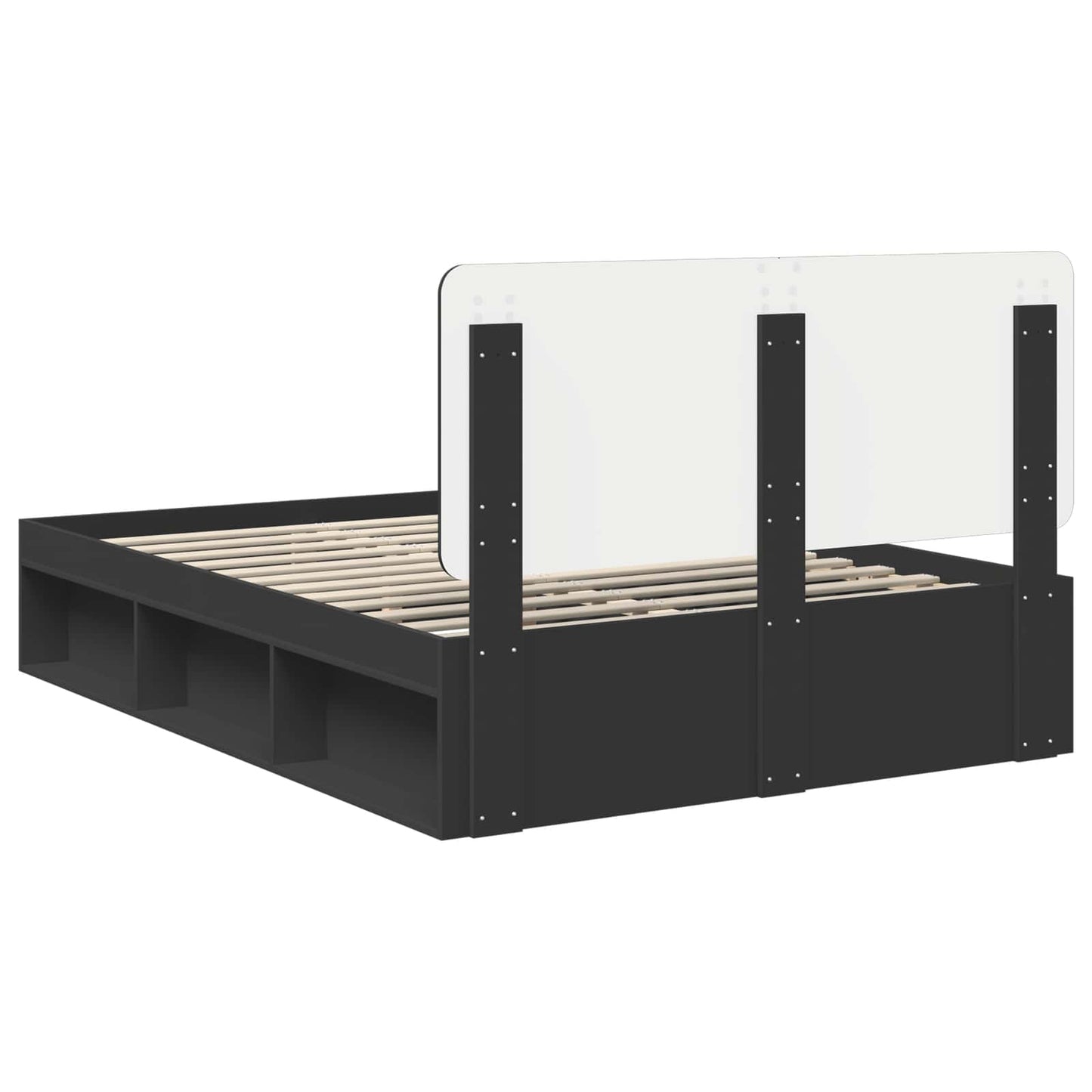 Bed Frame with Headboard Black 140 x 200 cm Solid Pine Wood