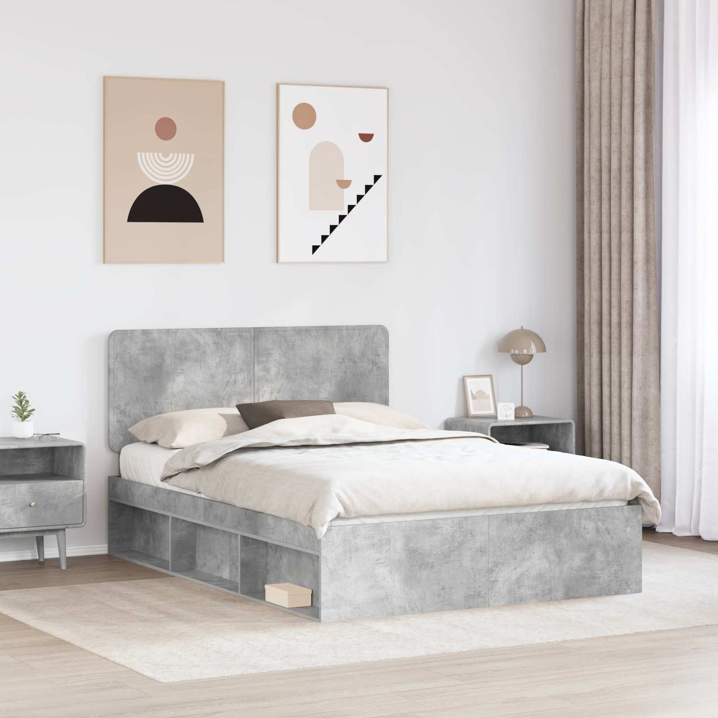 Bed Frame with Headboard Concerte 140 x 200 cm Solid Pine Wood