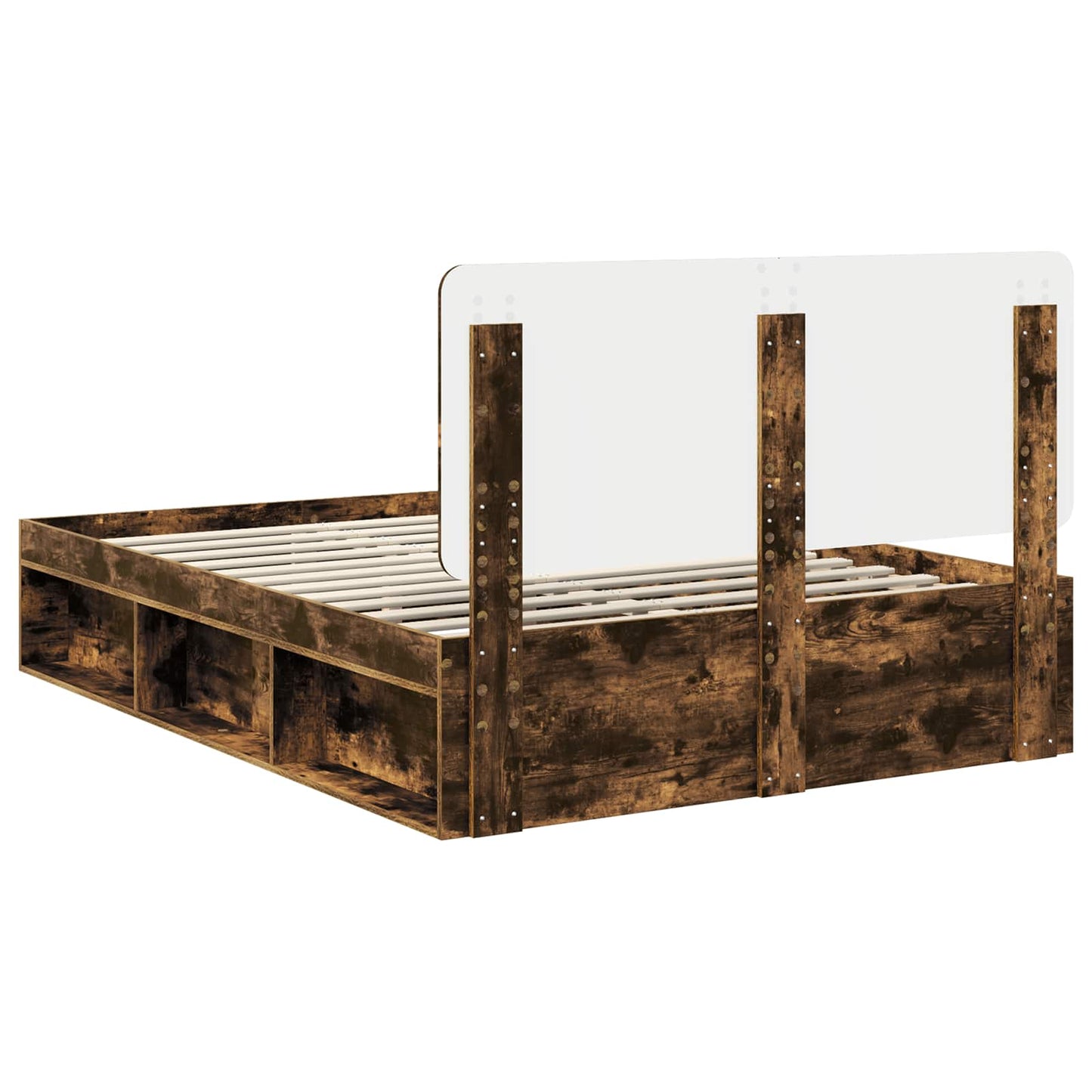Bed Frame Smoked Oak 140 x 200 cm Solid Pine Wood