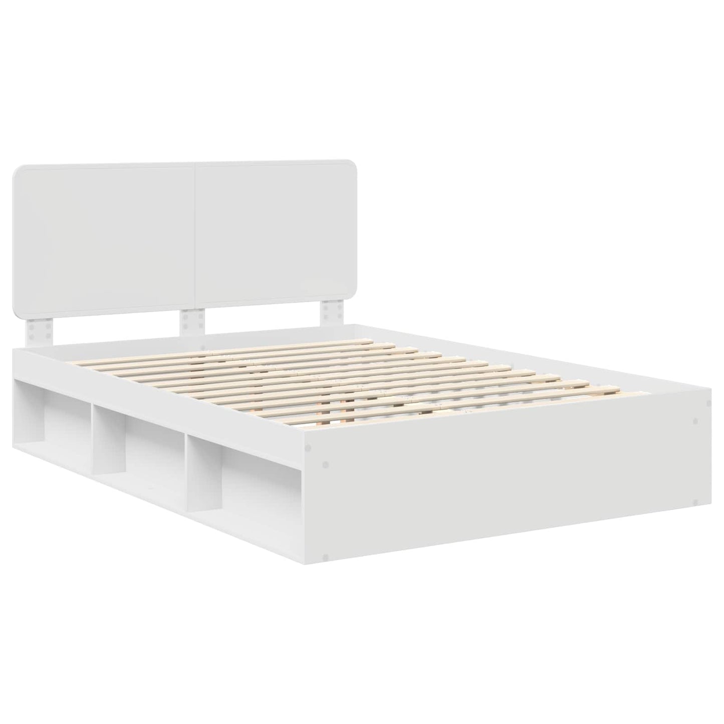 Bed Frame with Headboard White 140 x 190 cm Solid Pine Wood