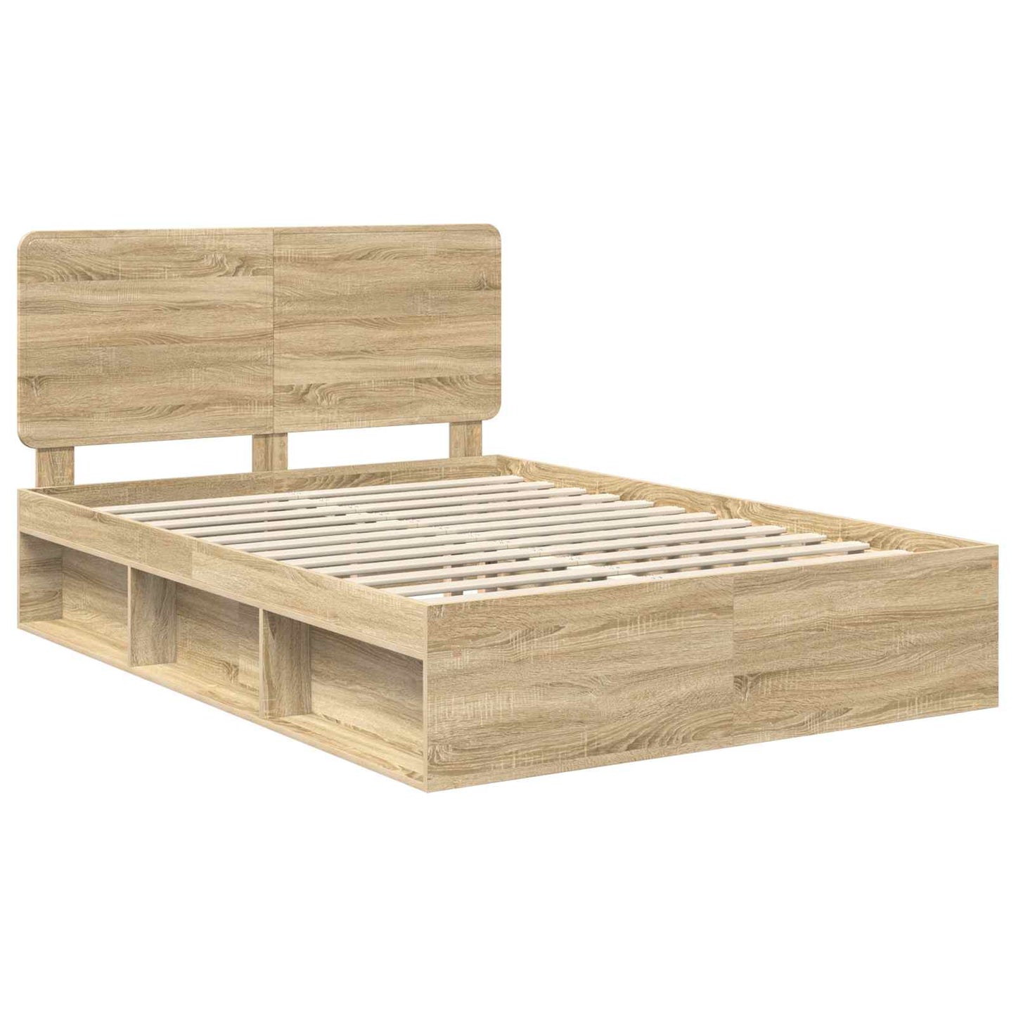 Bed Frame with Headboard Sonoma 140 x 190 cm Solid Pine Wood