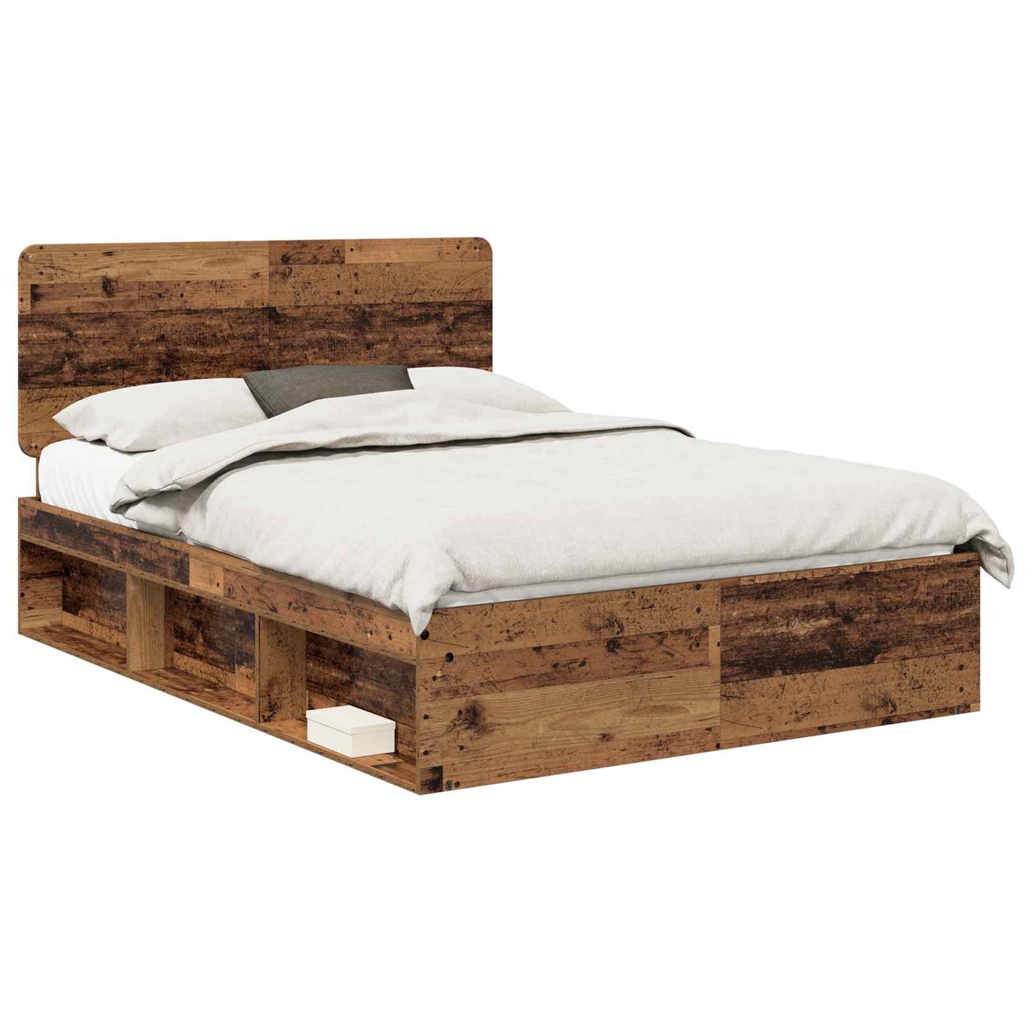 Bed Frame with Headboard Old Wood 140 x 190 cm Solid Pine Wood