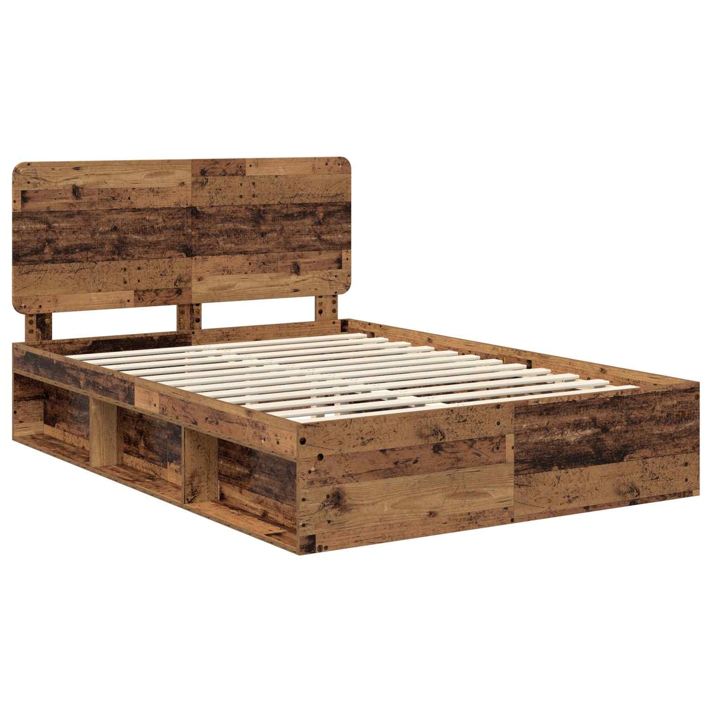 Bed Frame with Headboard Old Wood 140 x 190 cm Solid Pine Wood