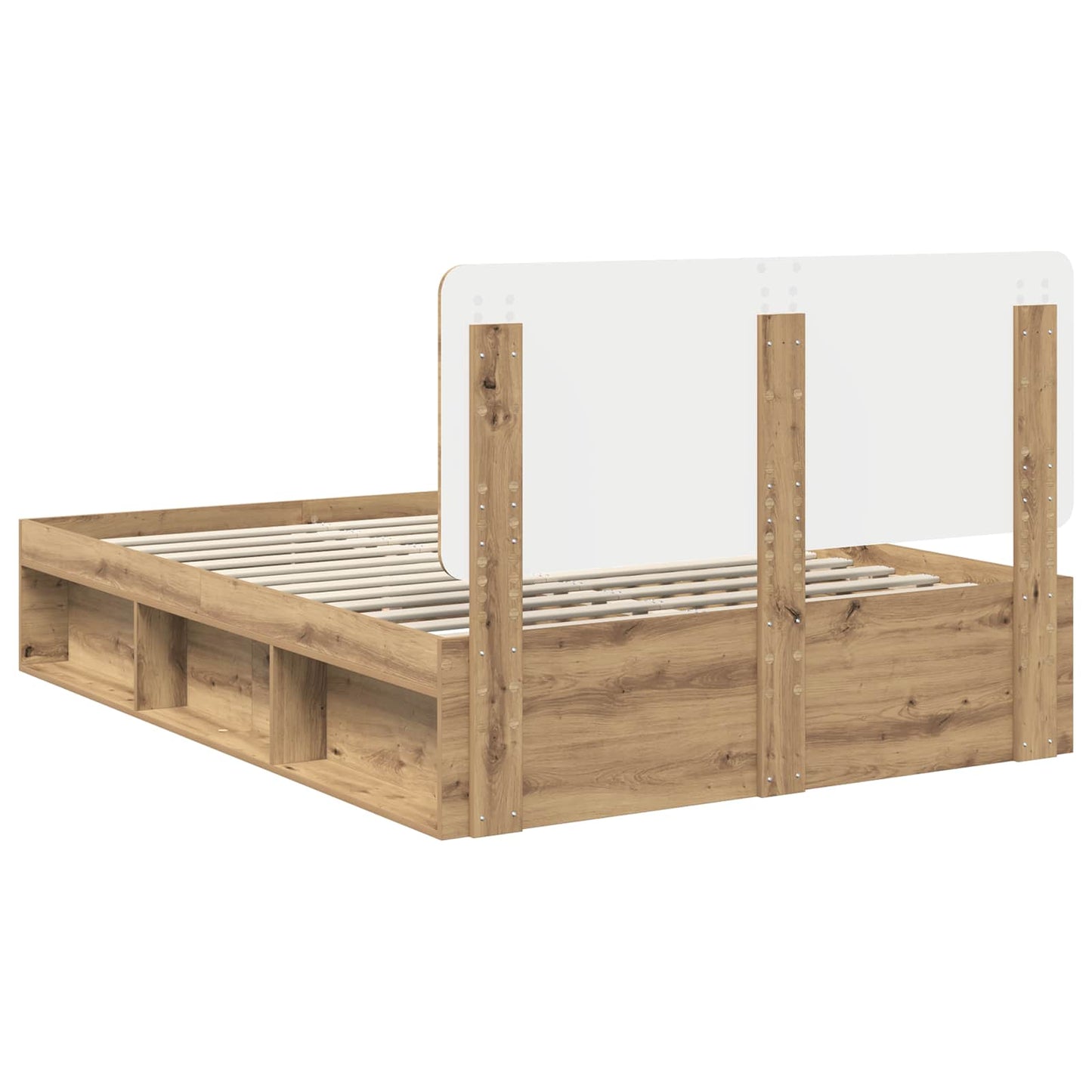 Bed Frame Artisian Oak 140 x 190 cm Solid Pine Wood