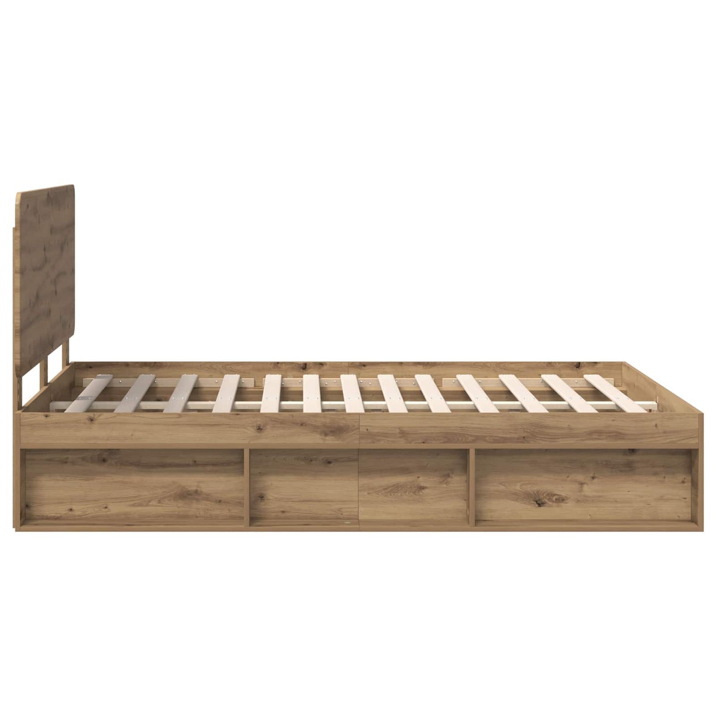 Bed Frame Artisian Oak 140 x 190 cm Solid Pine Wood