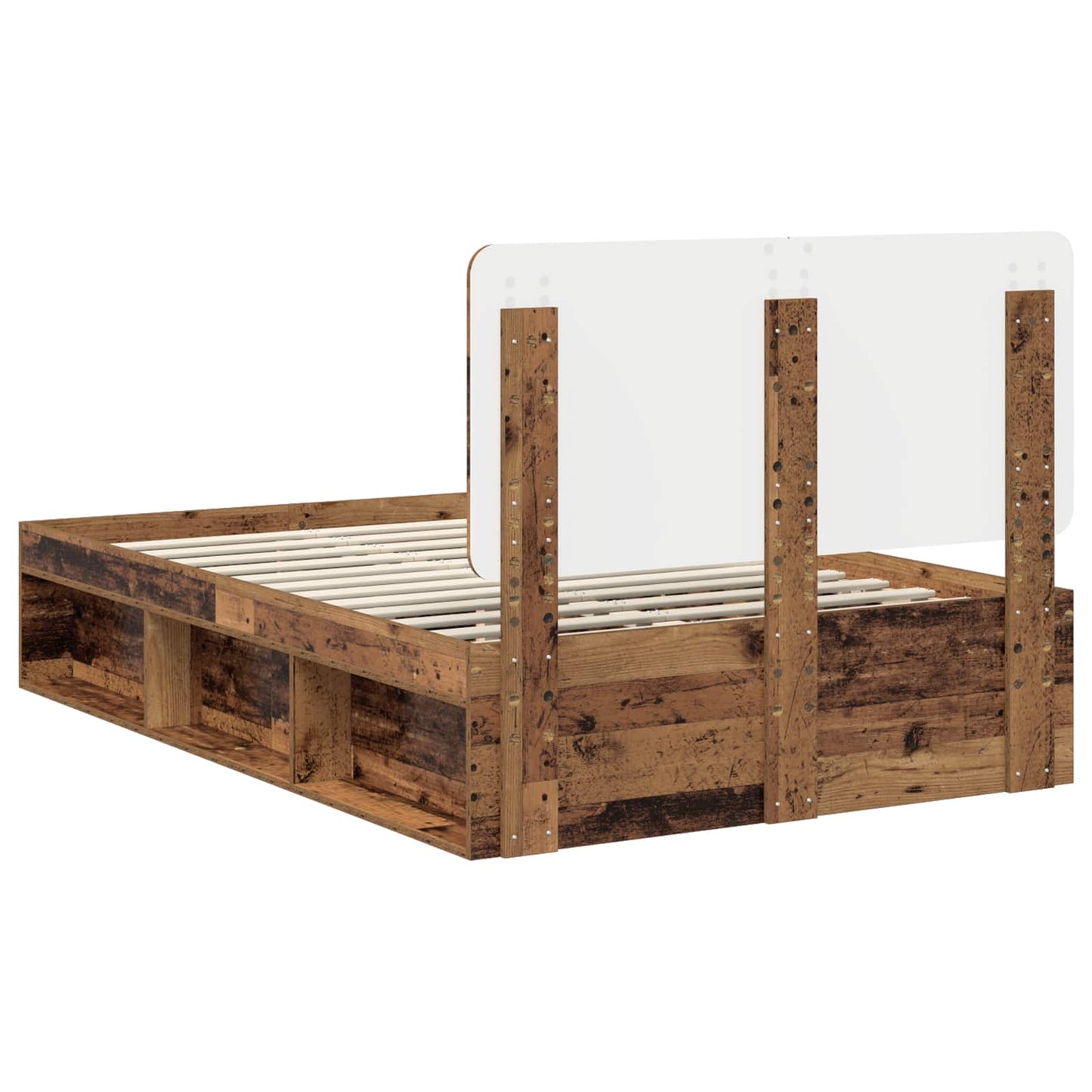 Bed Frame with Headboard Old Wood 135 x 190 cm Solid Pine Wood