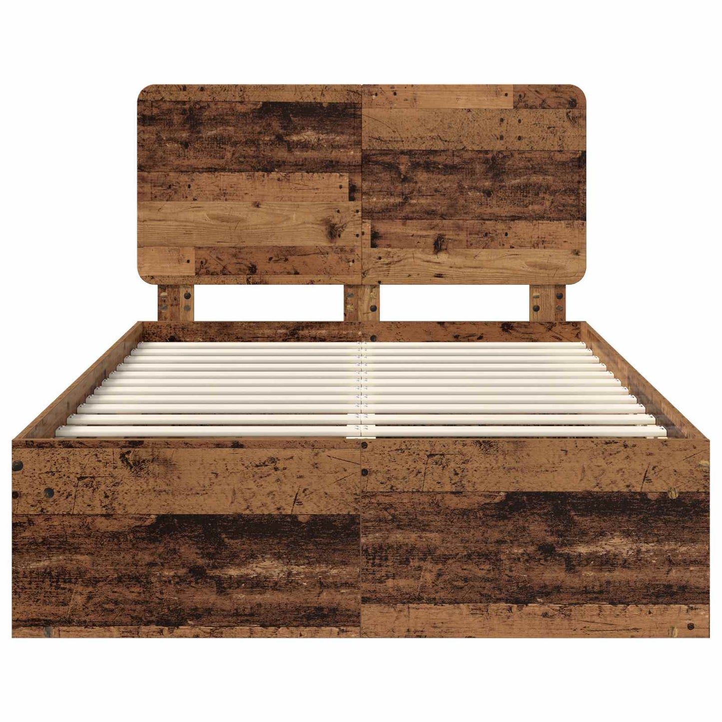 Bed Frame with Headboard Old Wood 135 x 190 cm Solid Pine Wood