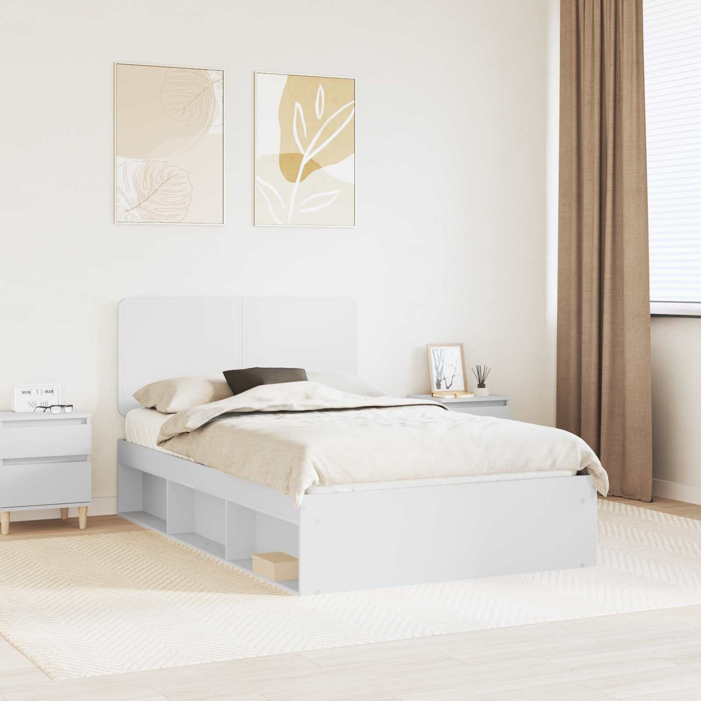 Bed Frame with Headboard White 120 x 200 cm Solid Pine Wood