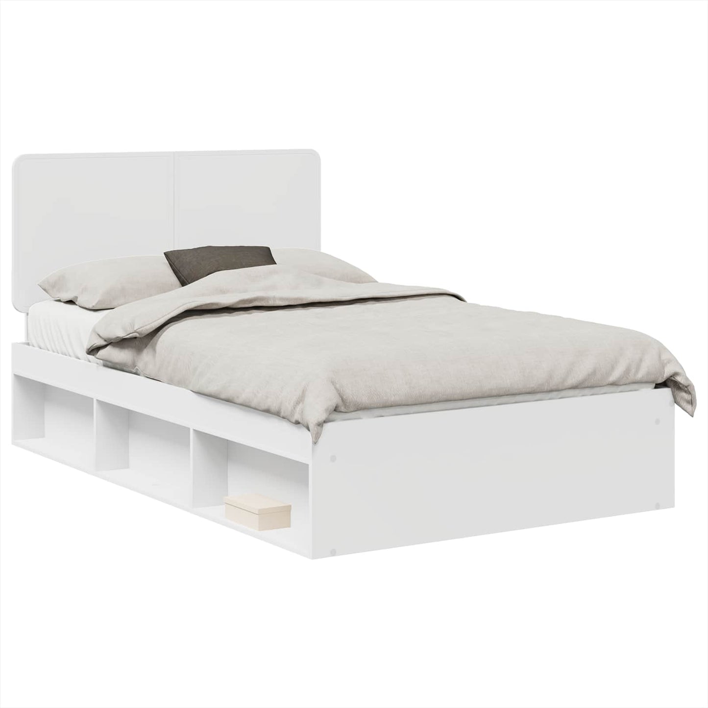 Bed Frame with Headboard White 120 x 200 cm Solid Pine Wood