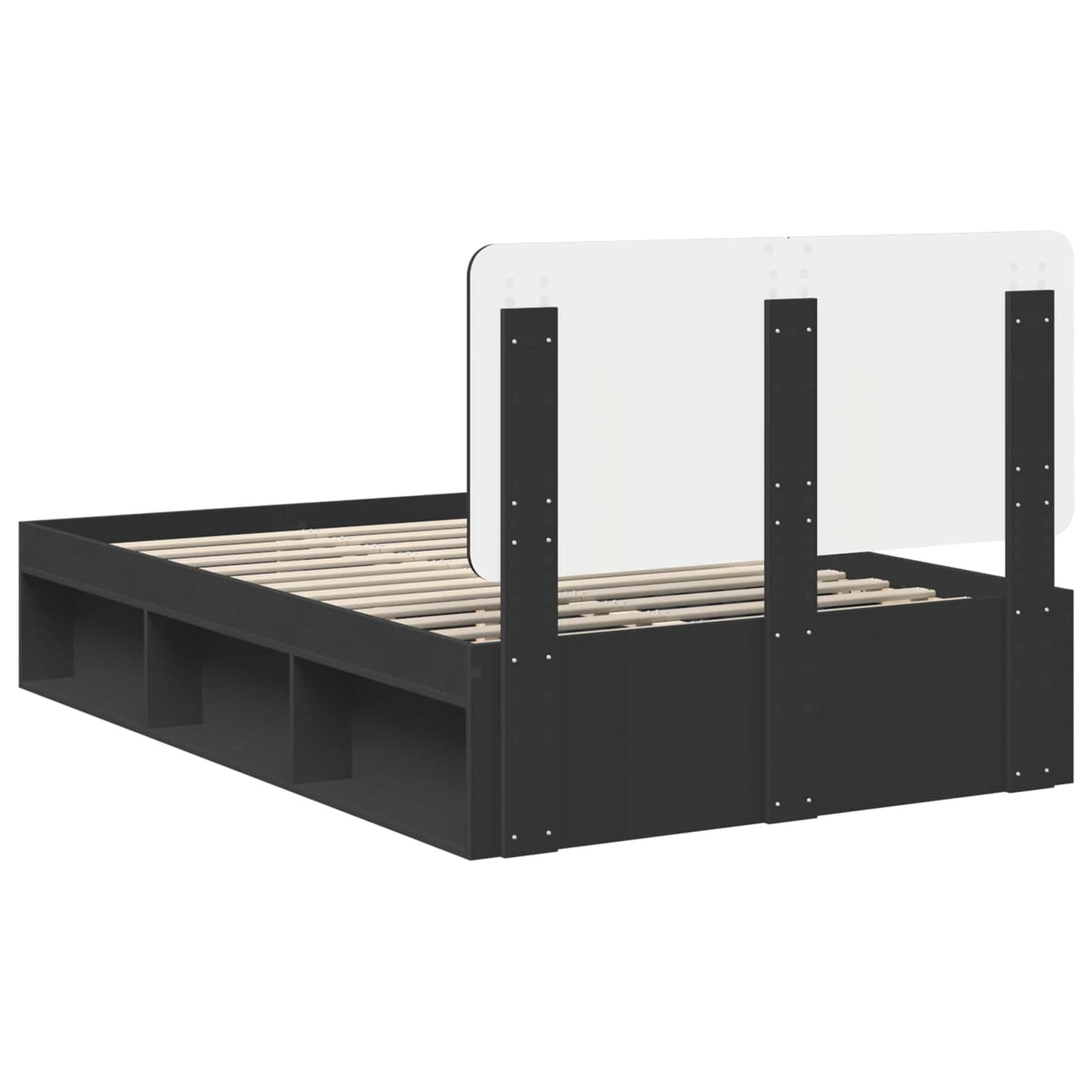 Bed Frame with Headboard Black 120 x 200 cm Solid Pine Wood