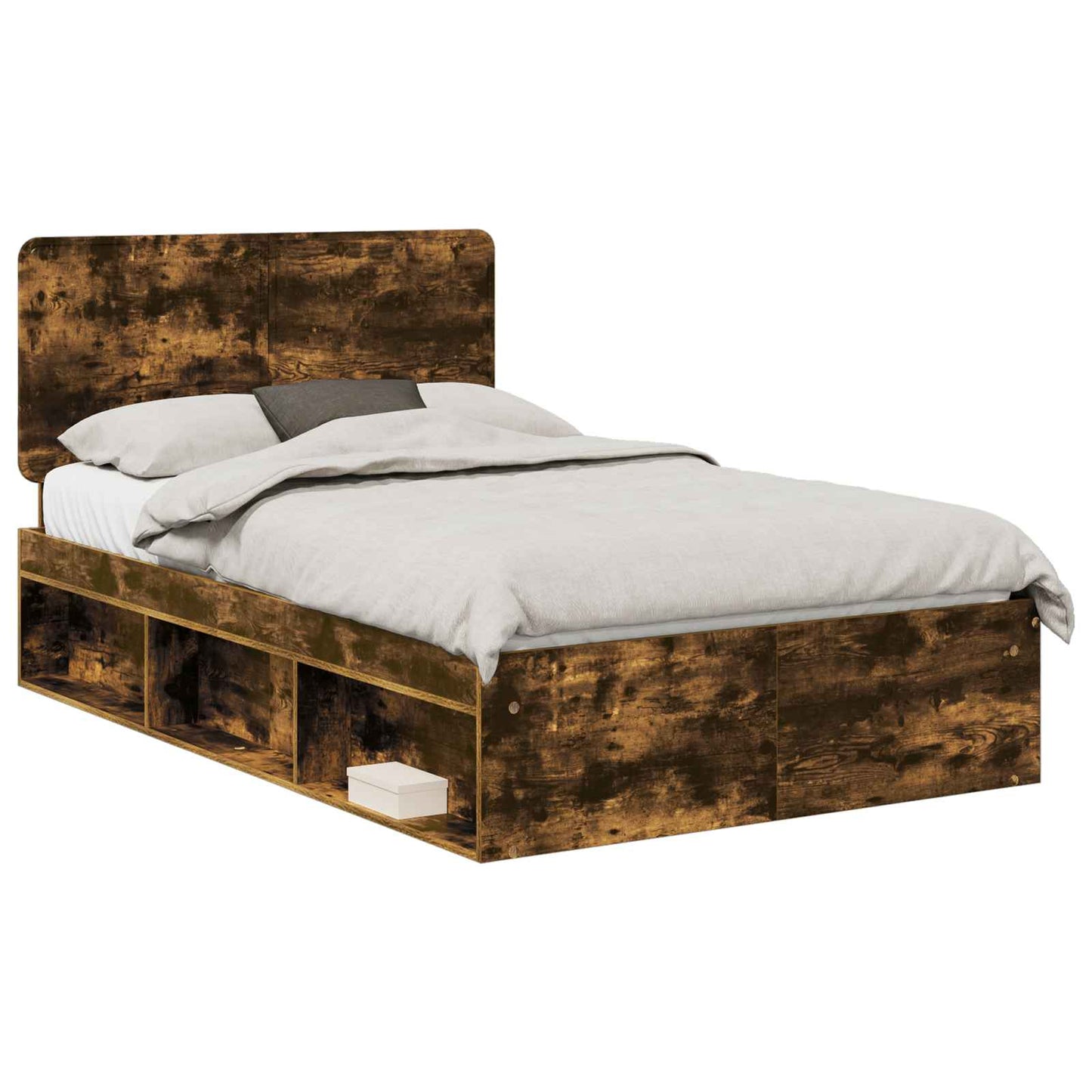 Bed Frame Smoked Oak 120 x 200 cm Solid Pine Wood