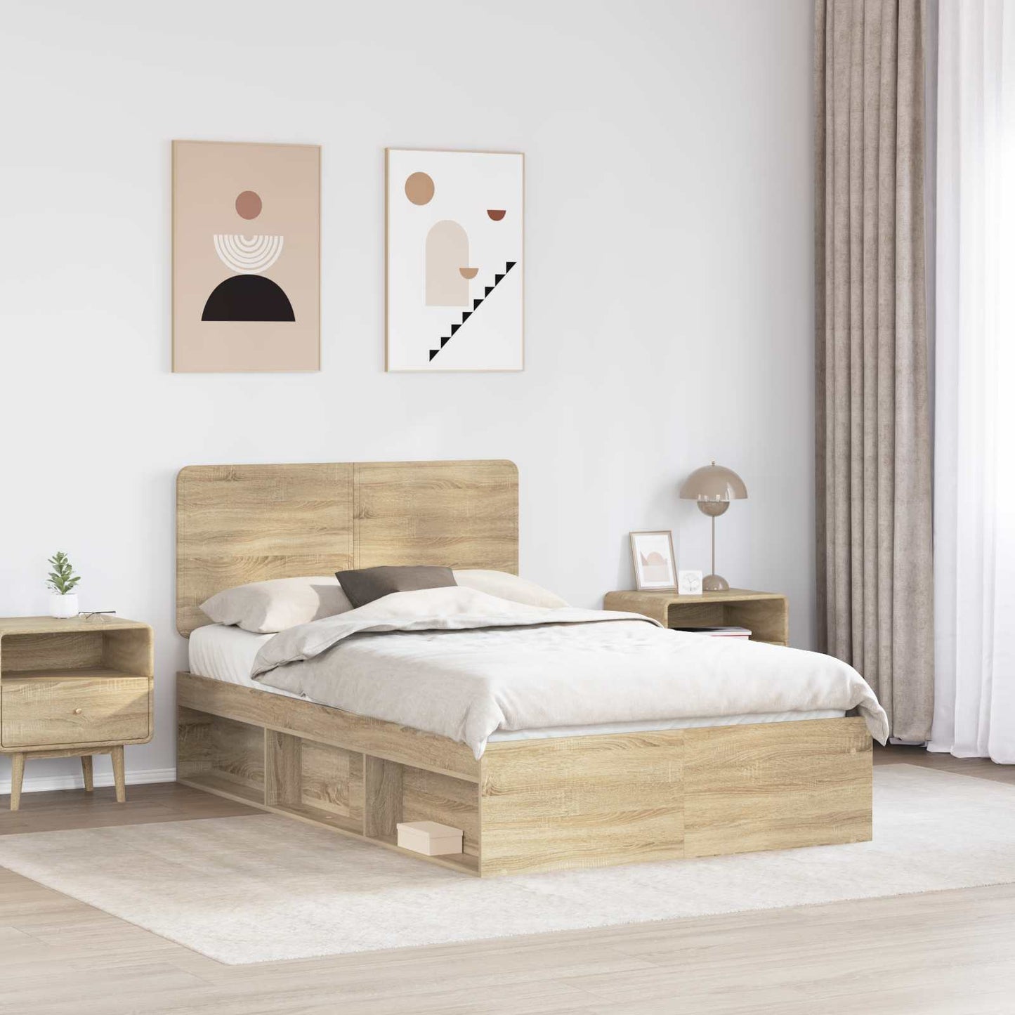 Bed Frame with Headboard Sonoma 120 x 190 cm Solid Pine Wood