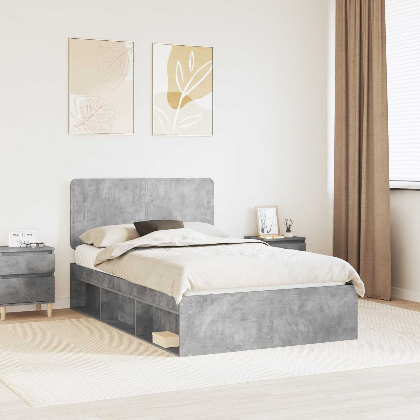 Bed Frame with Headboard Concerte 120 x 190 cm Solid Pine Wood