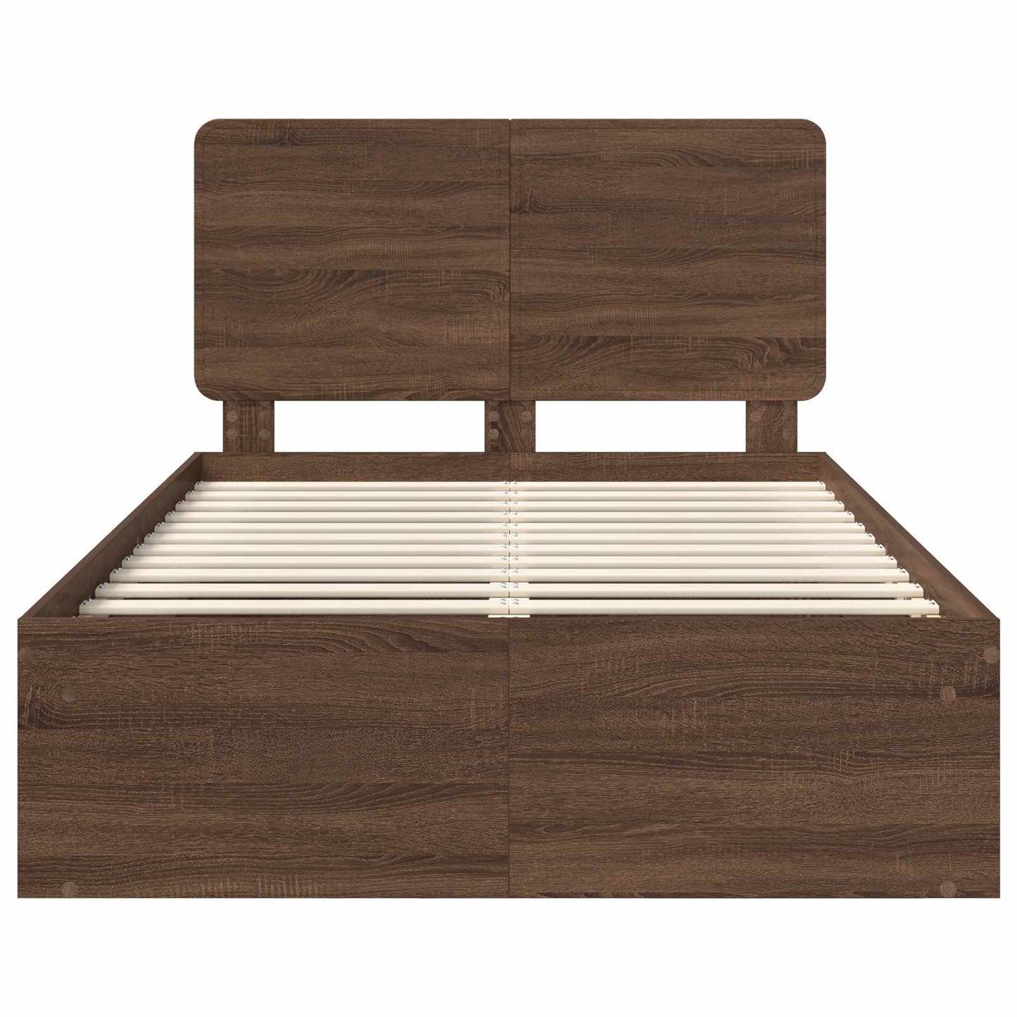Bed Frame with Headboard Brown Oak 120 x 190 cm Solid Pine Wood