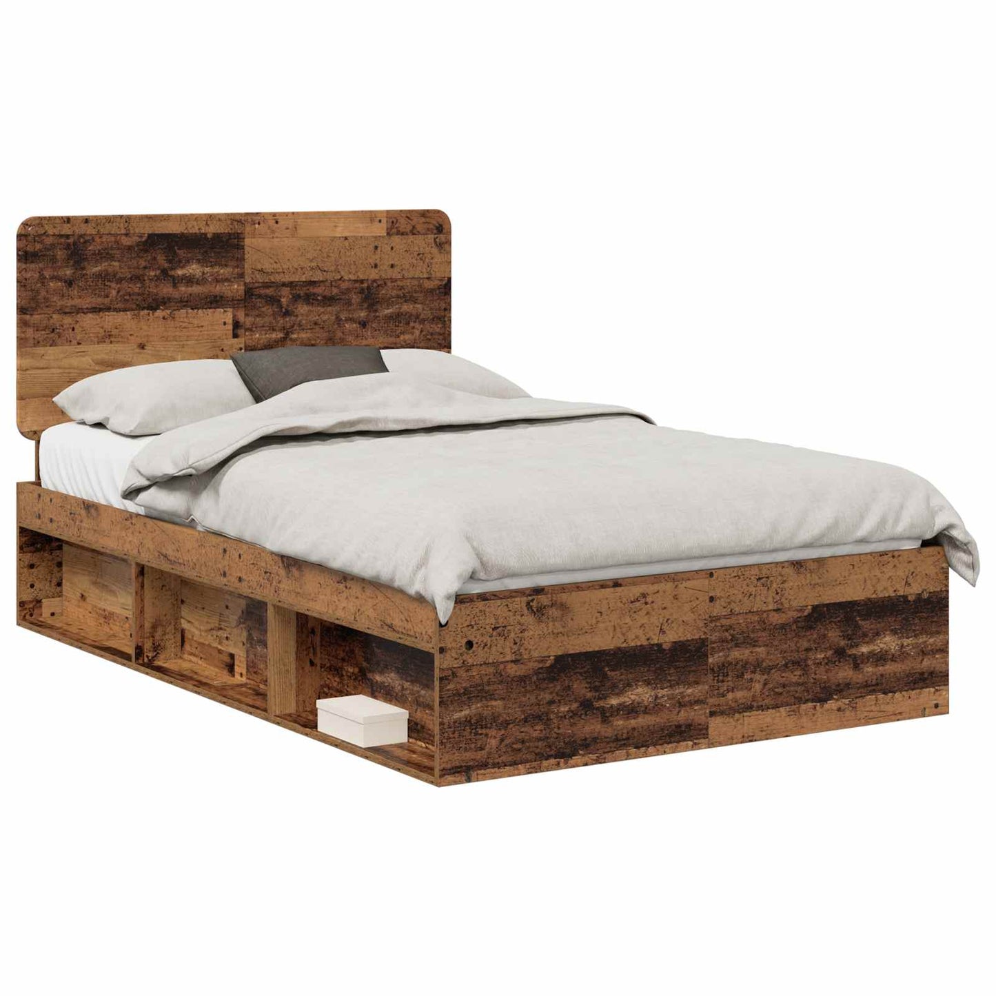 Bed Frame with Headboard Old Wood 120 x 190 cm Solid Pine Wood