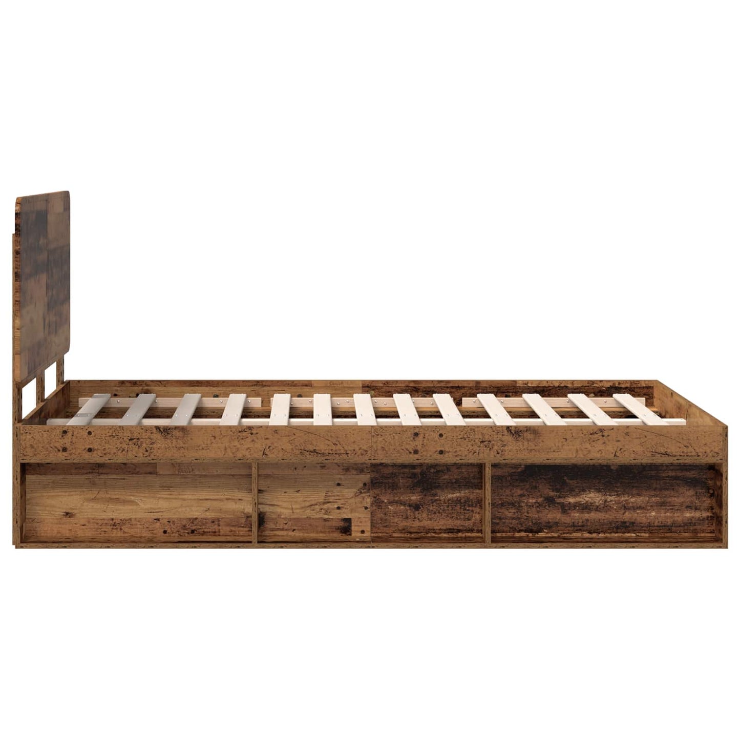 Bed Frame with Headboard Old Wood 120 x 190 cm Solid Pine Wood